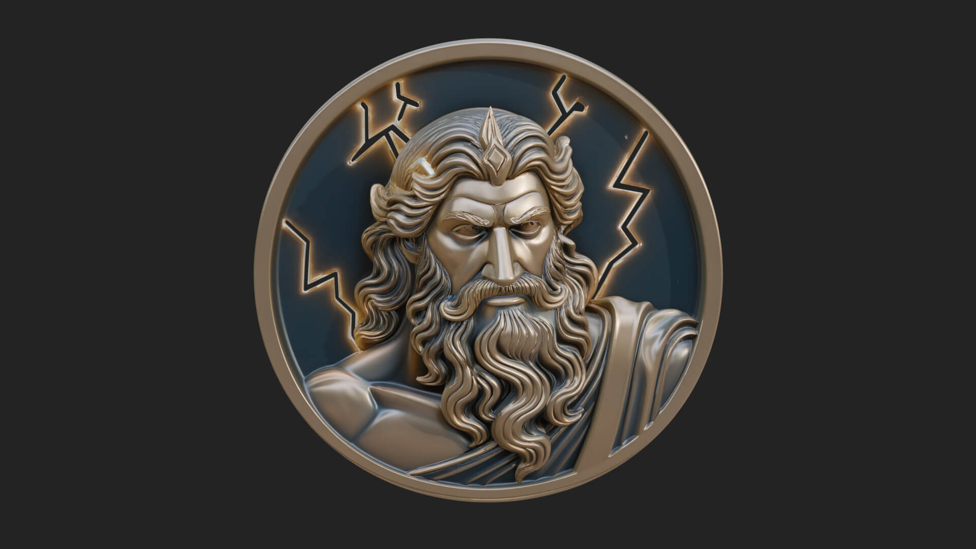 Zeus Relief Medallion Pendant Design 12 3D Print Model 3D Model