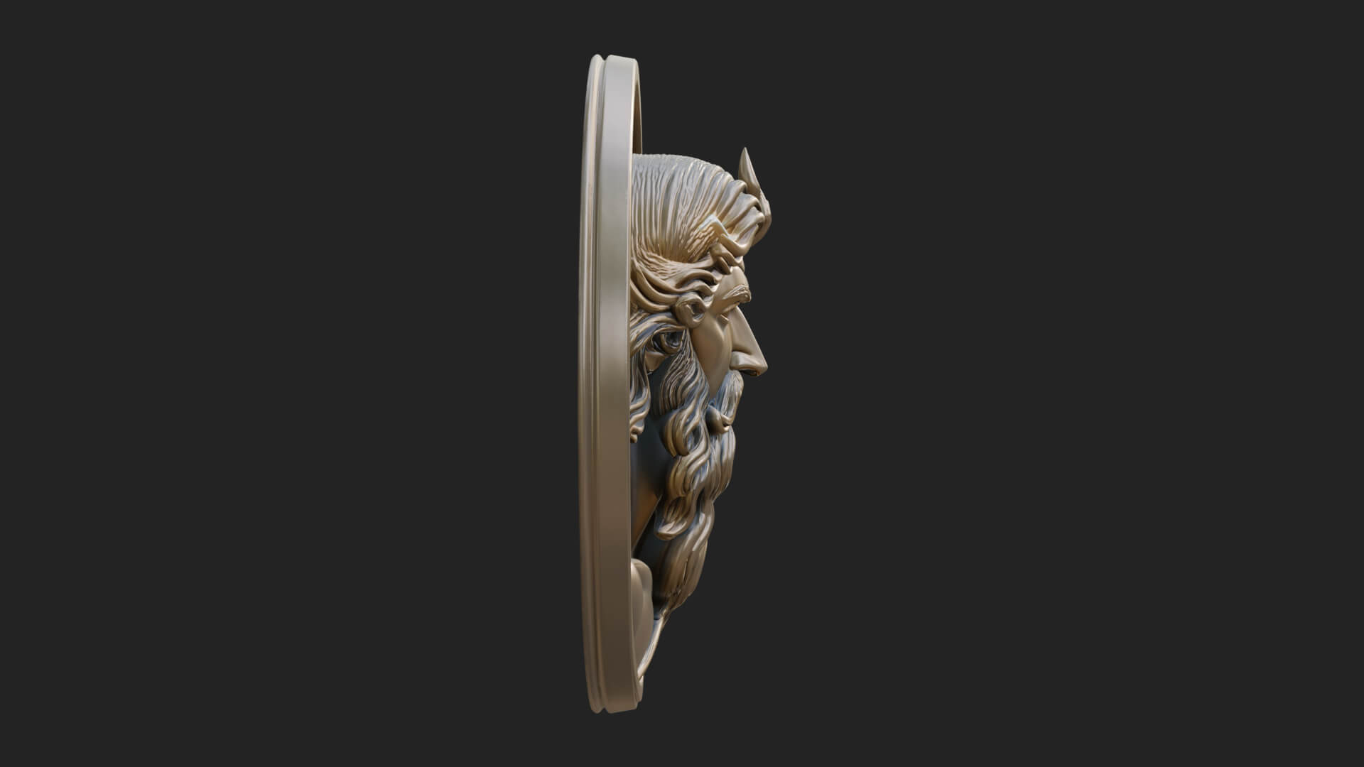 Zeus Relief Medallion Pendant Design 12 3D Print Model 3D Model