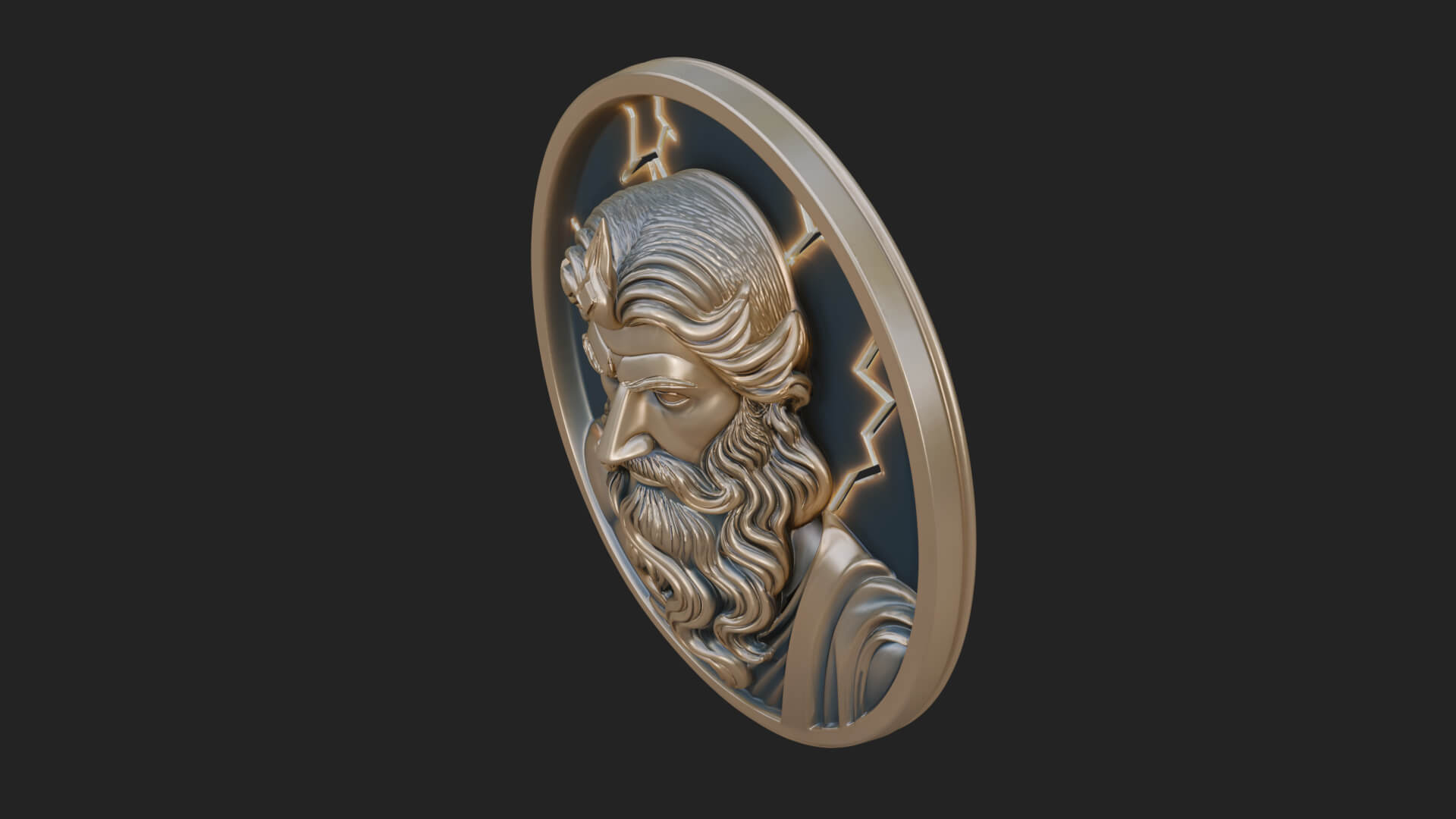 Zeus Relief Medallion Pendant Design 12 3D Print Model 3D Model