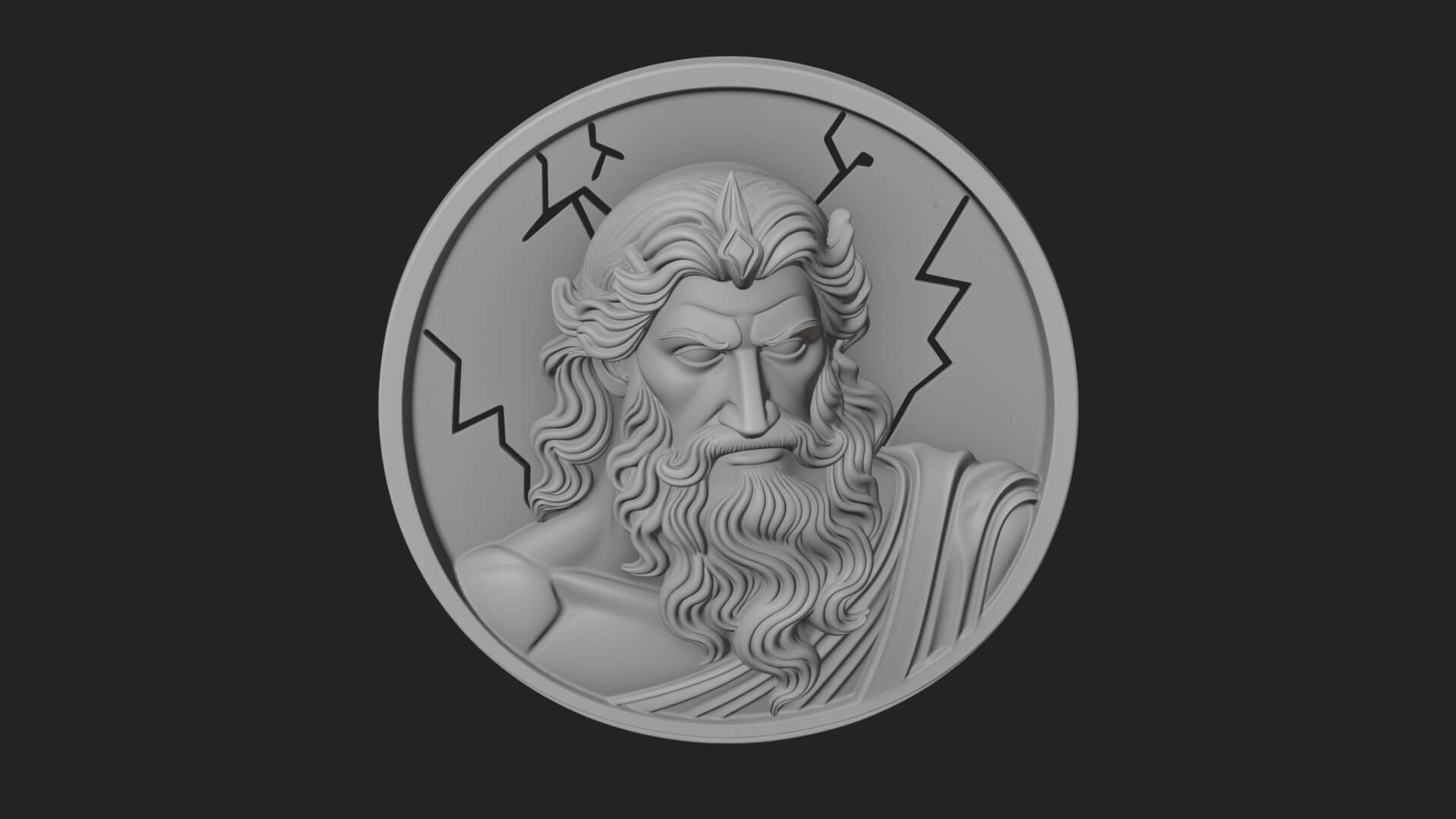 Zeus Relief Medallion Pendant Design 12 3D Print Model 3D Model