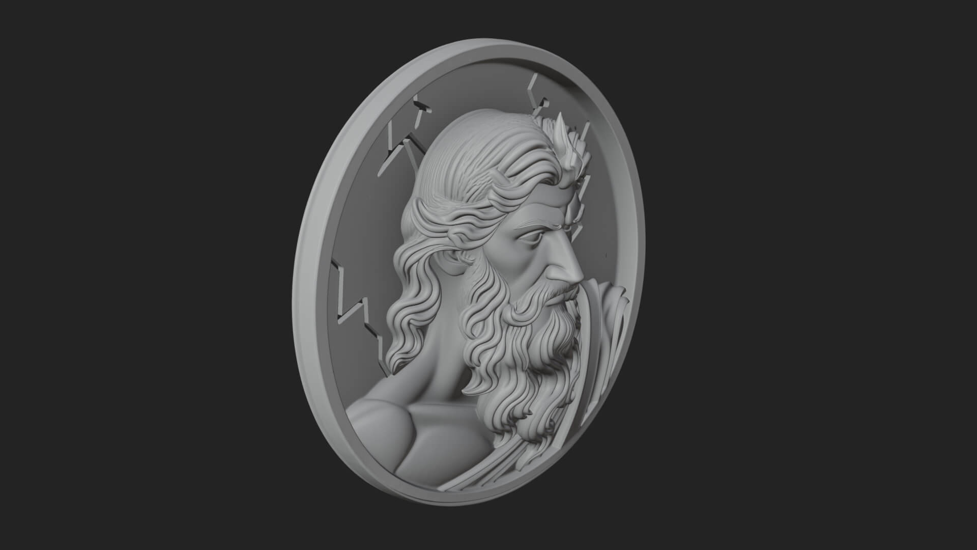 Zeus Relief Medallion Pendant Design 12 3D Print Model 3D Model