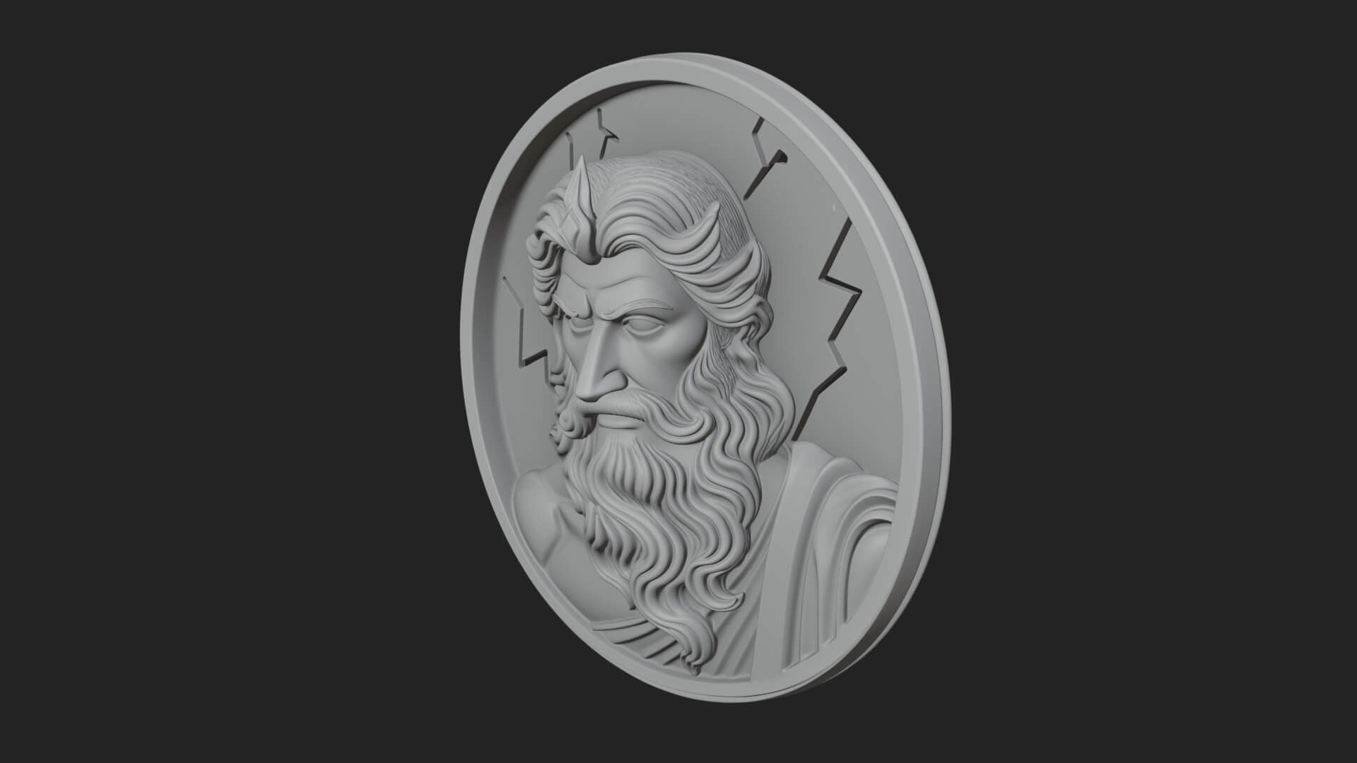 Zeus Relief Medallion Pendant Design 12 3D Print Model 3D Model