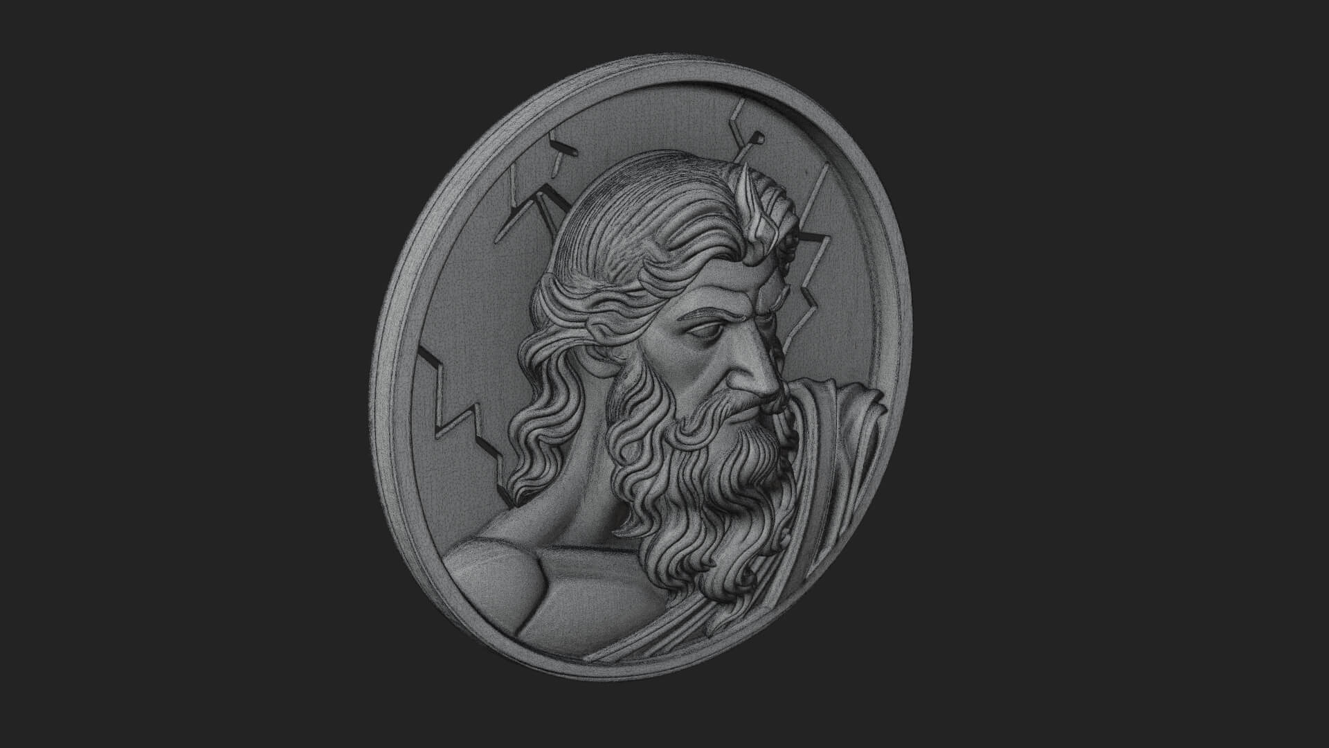 Zeus Relief Medallion Pendant Design 12 3D Print Model 3D Model