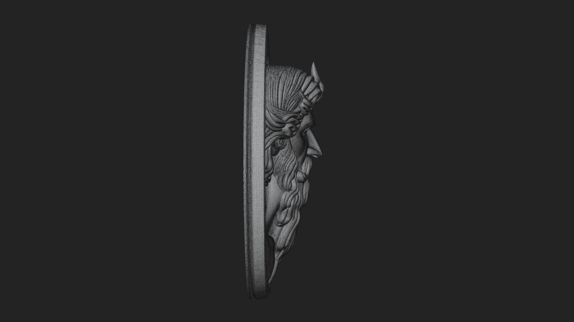 Zeus Relief Medallion Pendant Design 12 3D Print Model 3D Model