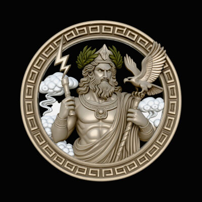 Zeus Relief Medallion Pendant Design 7 3D Print Model