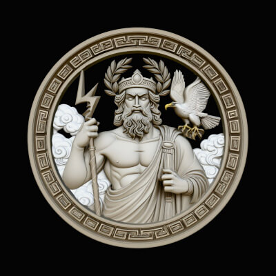 Zeus Relief Medallion Pendant Design 8 3D Print Model