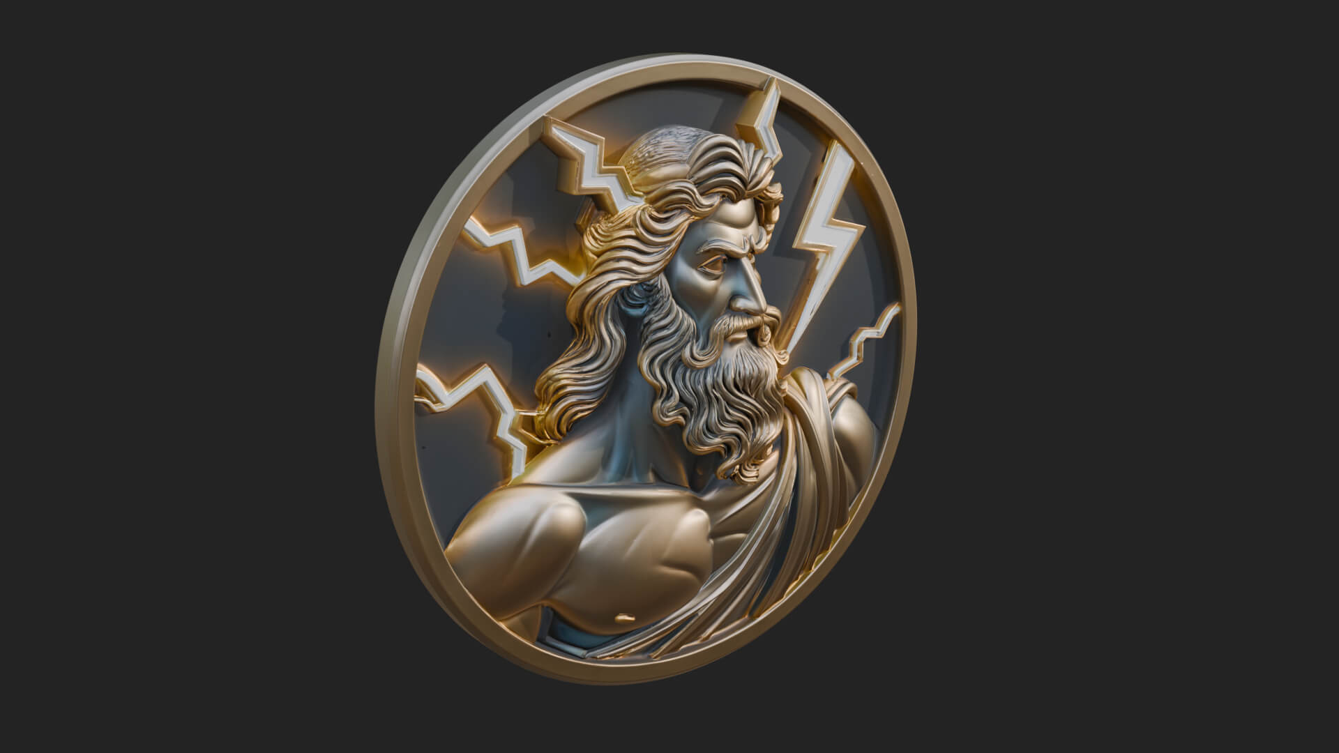 Zeus Relief Medallion Pendant Design 9 3D Print Model 3D Model