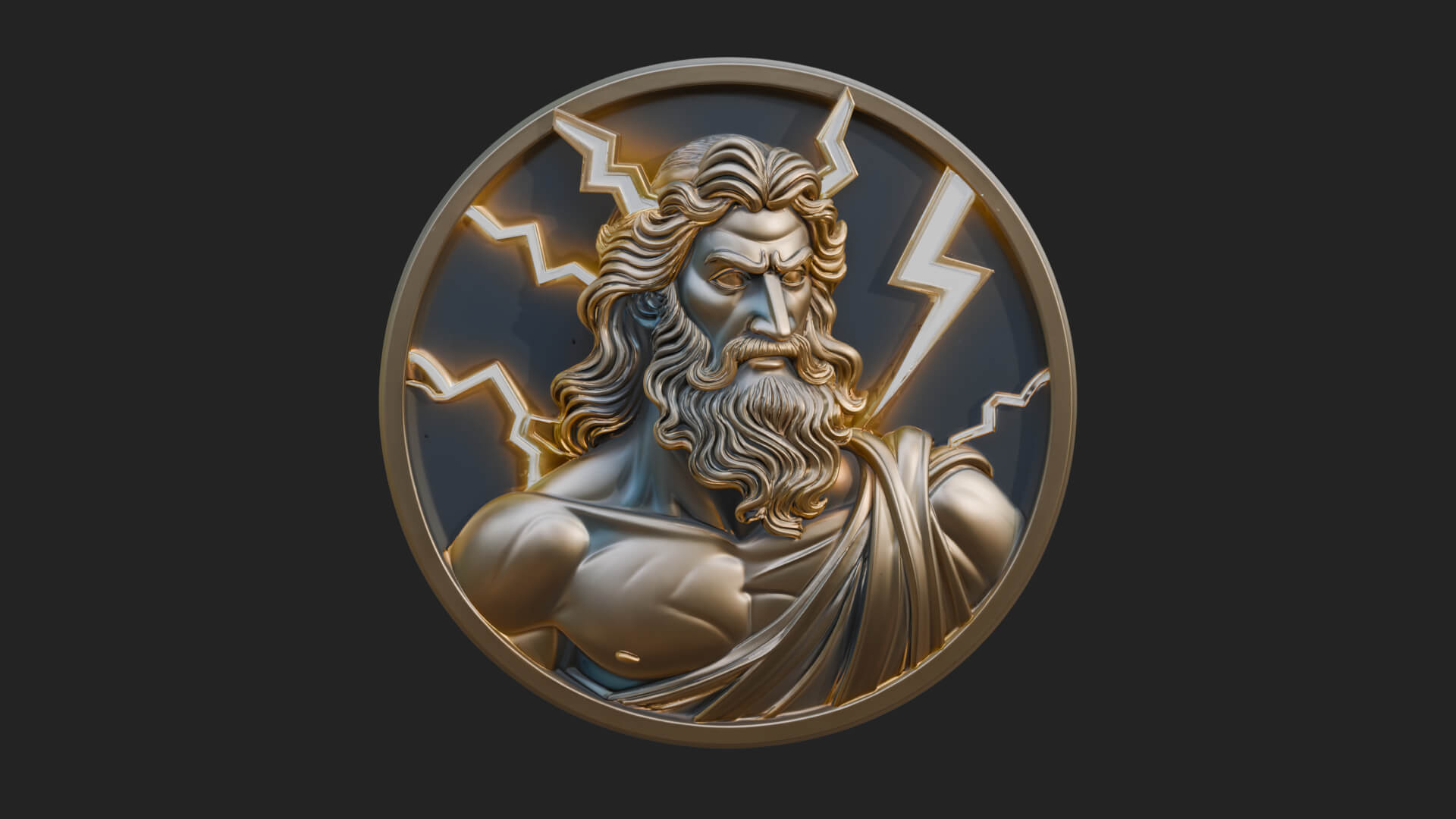 Zeus Relief Medallion Pendant Design 9 3D Print Model 3D Model