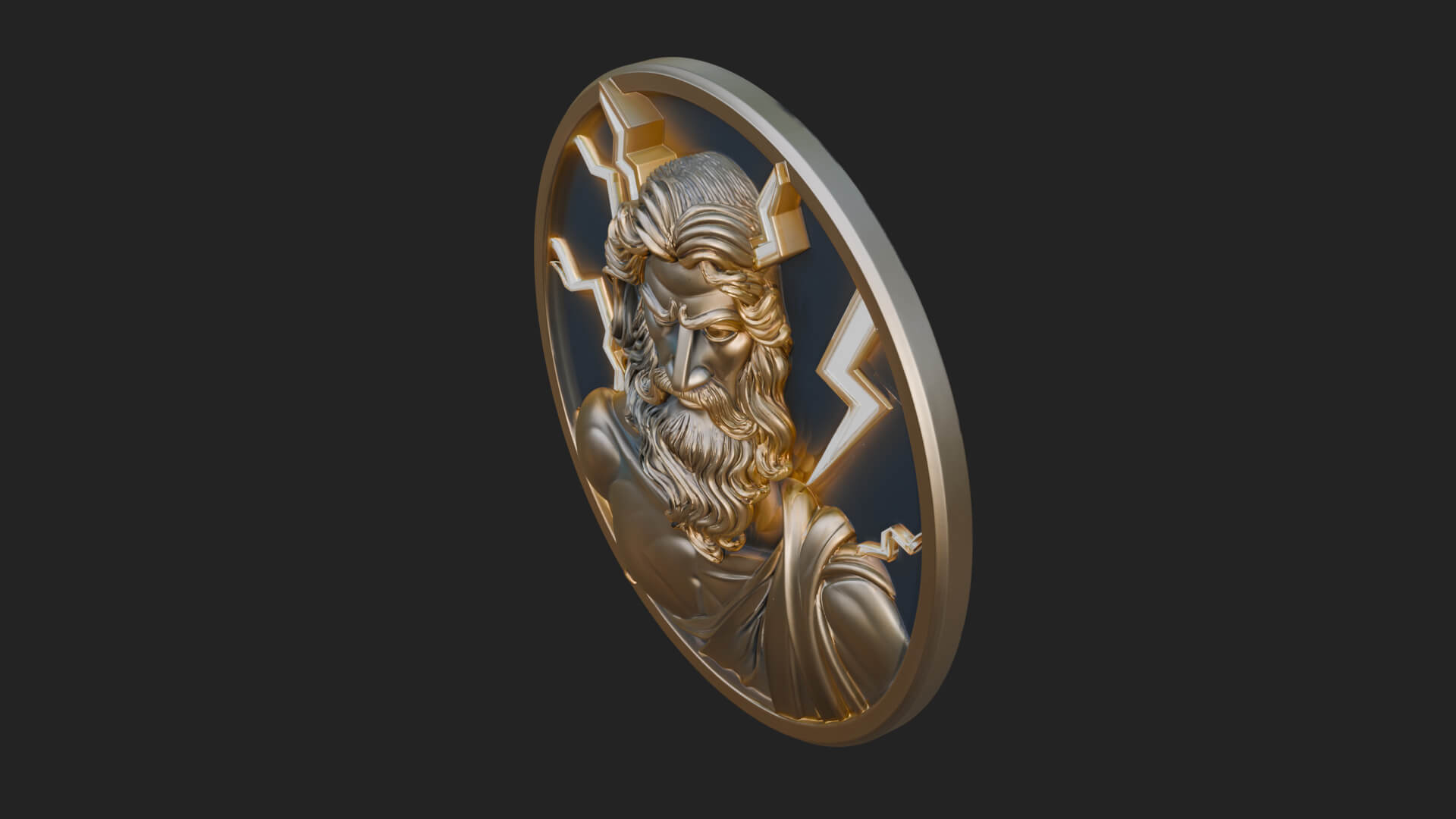 Zeus Relief Medallion Pendant Design 9 3D Print Model 3D Model