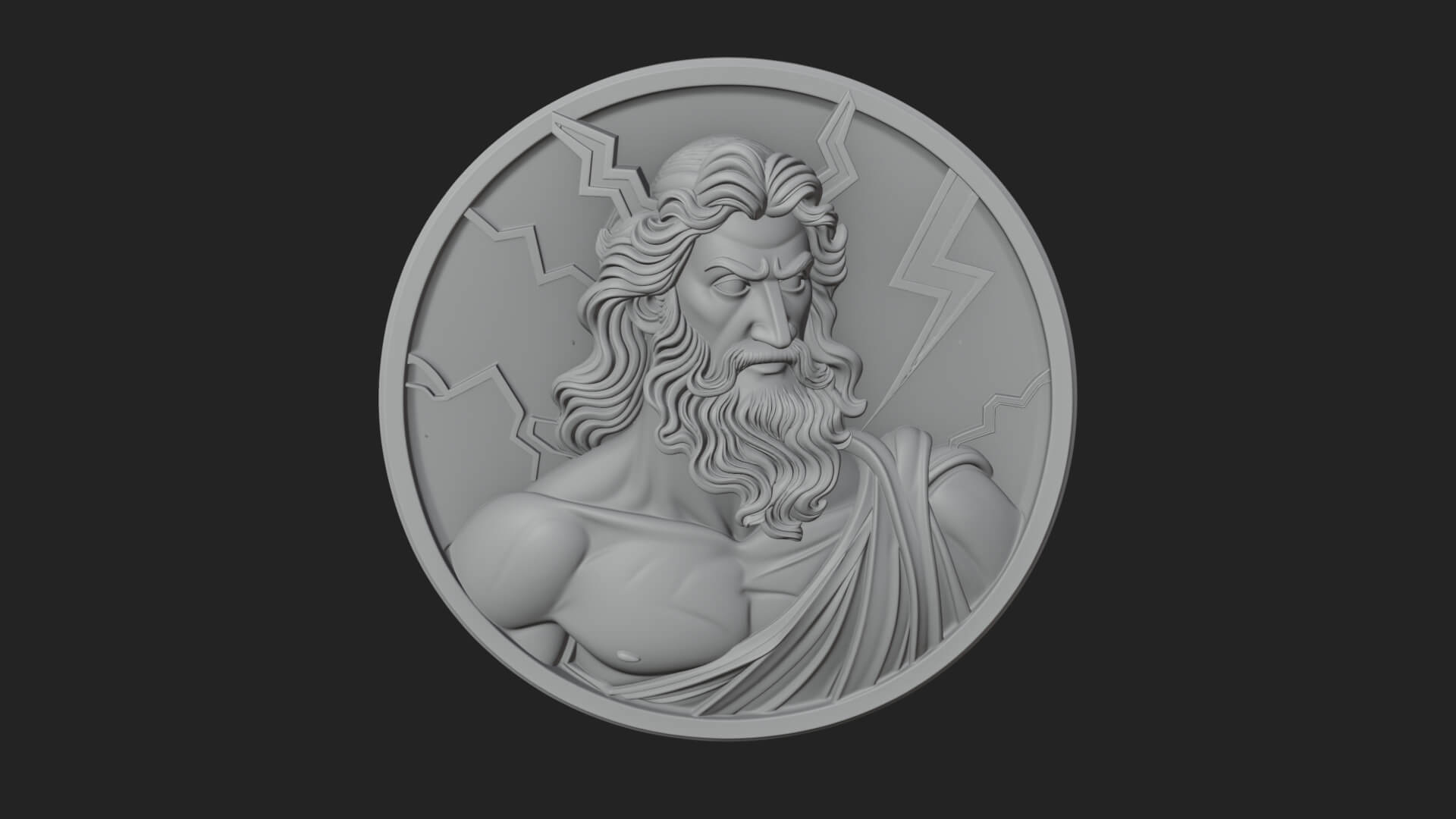 Zeus Relief Medallion Pendant Design 9 3D Print Model 3D Model