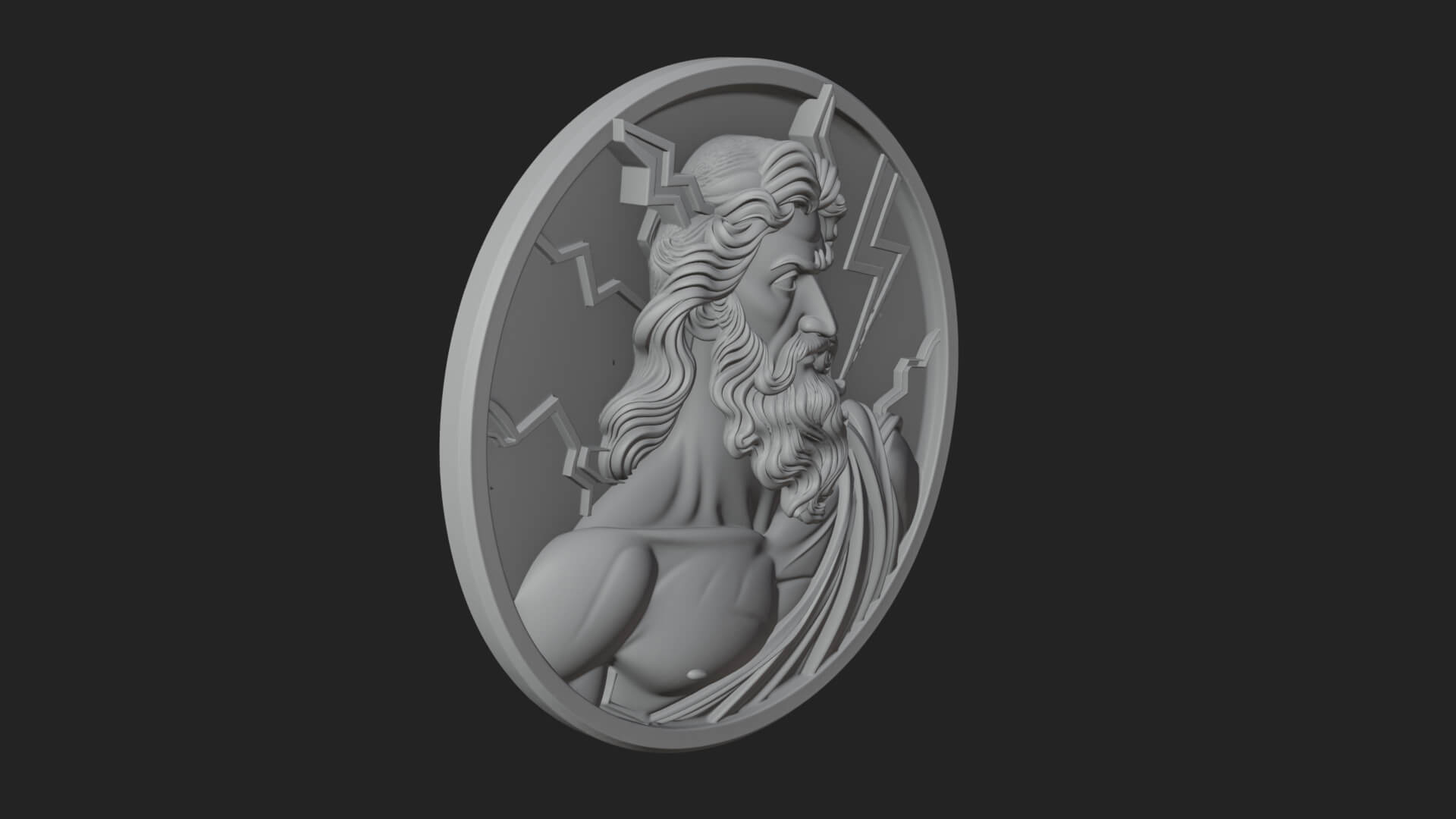 Zeus Relief Medallion Pendant Design 9 3D Print Model 3D Model