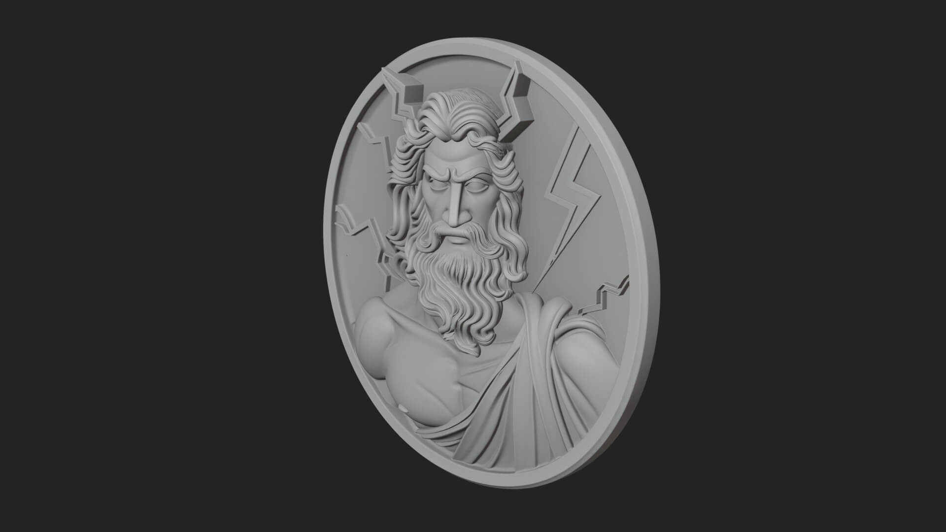 Zeus Relief Medallion Pendant Design 9 3D Print Model 3D Model