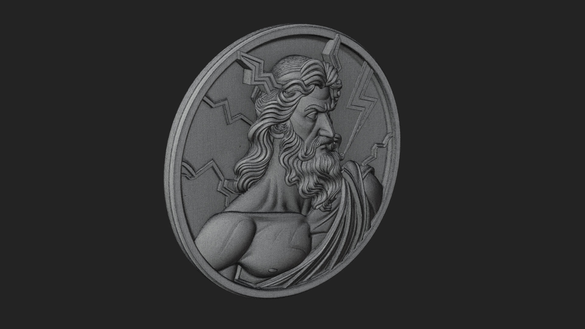 Zeus Relief Medallion Pendant Design 9 3D Print Model 3D Model