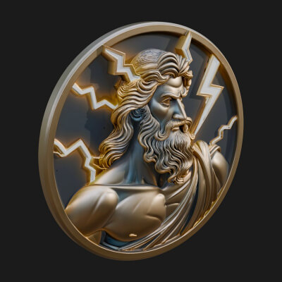 Zeus Relief Medallion Pendant Design 9 3D Print Model