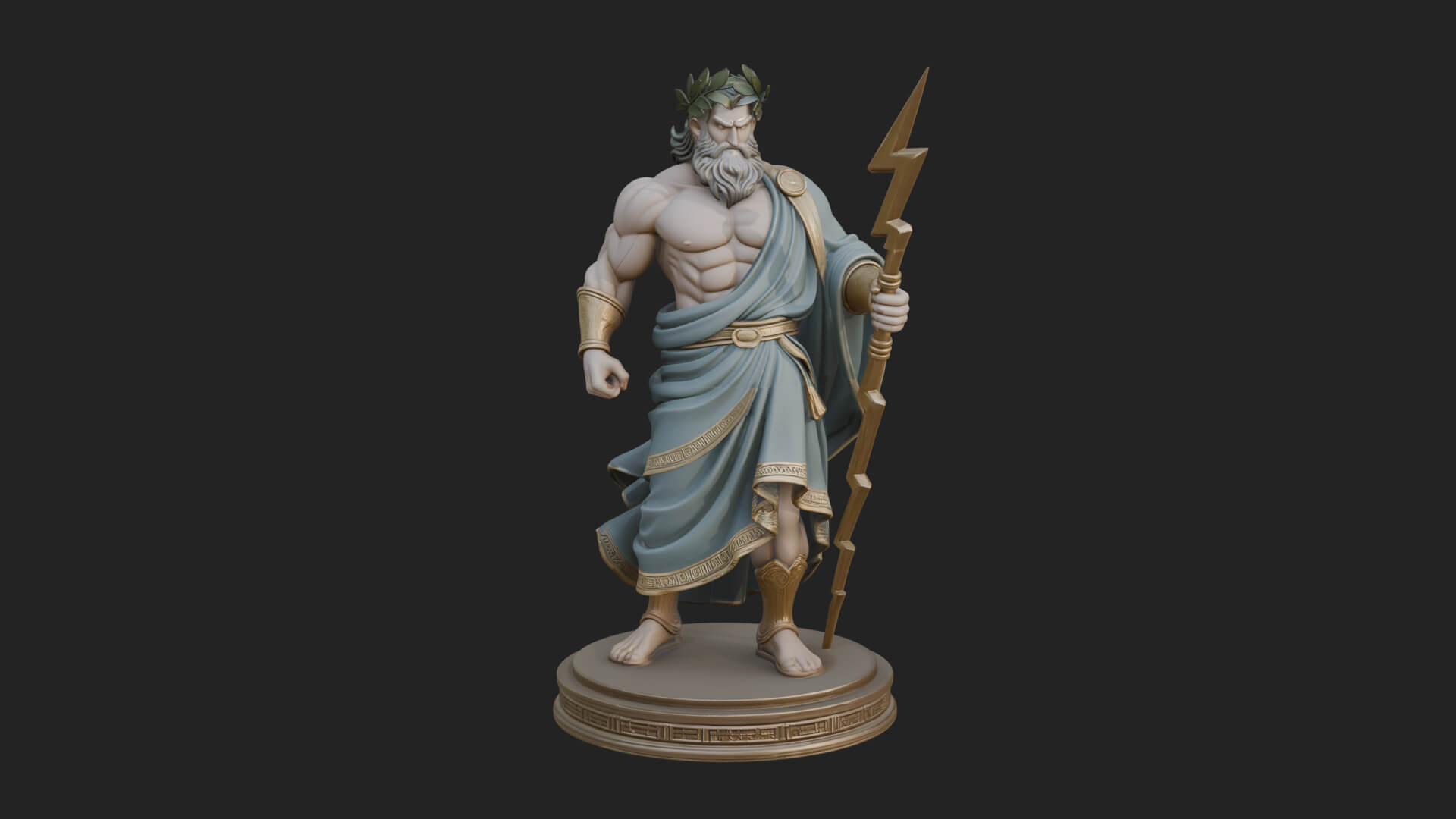 Zeus with Lightning Bolt Statue Design 21 3D Print Model 3D Model