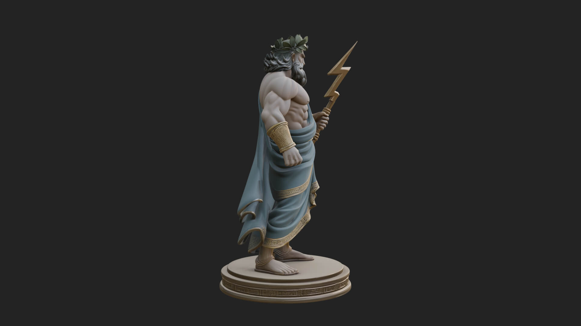 Zeus with Lightning Bolt Statue Design 21 3D Print Model 3D Model