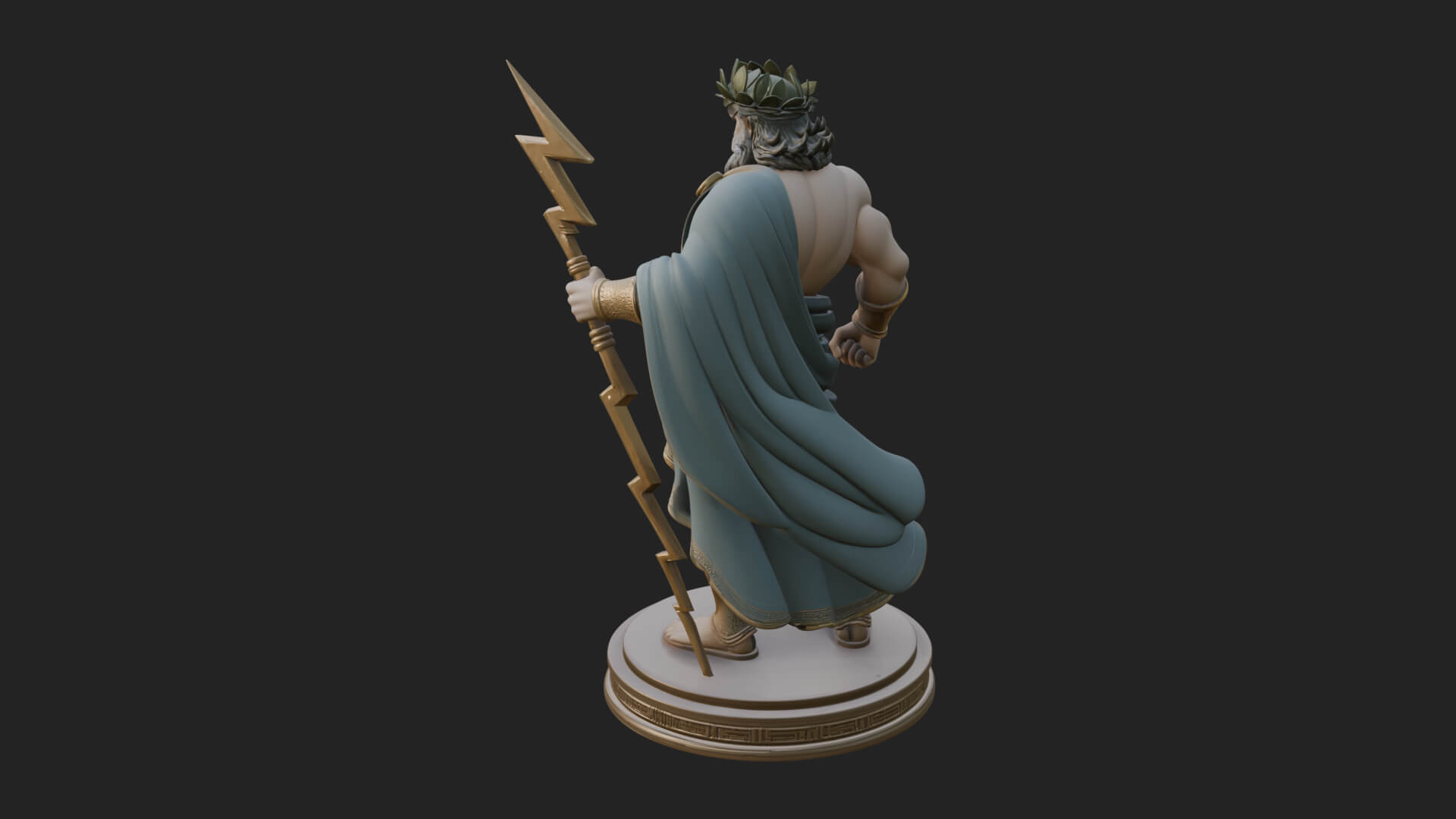 Zeus with Lightning Bolt Statue Design 21 3D Print Model 3D Model