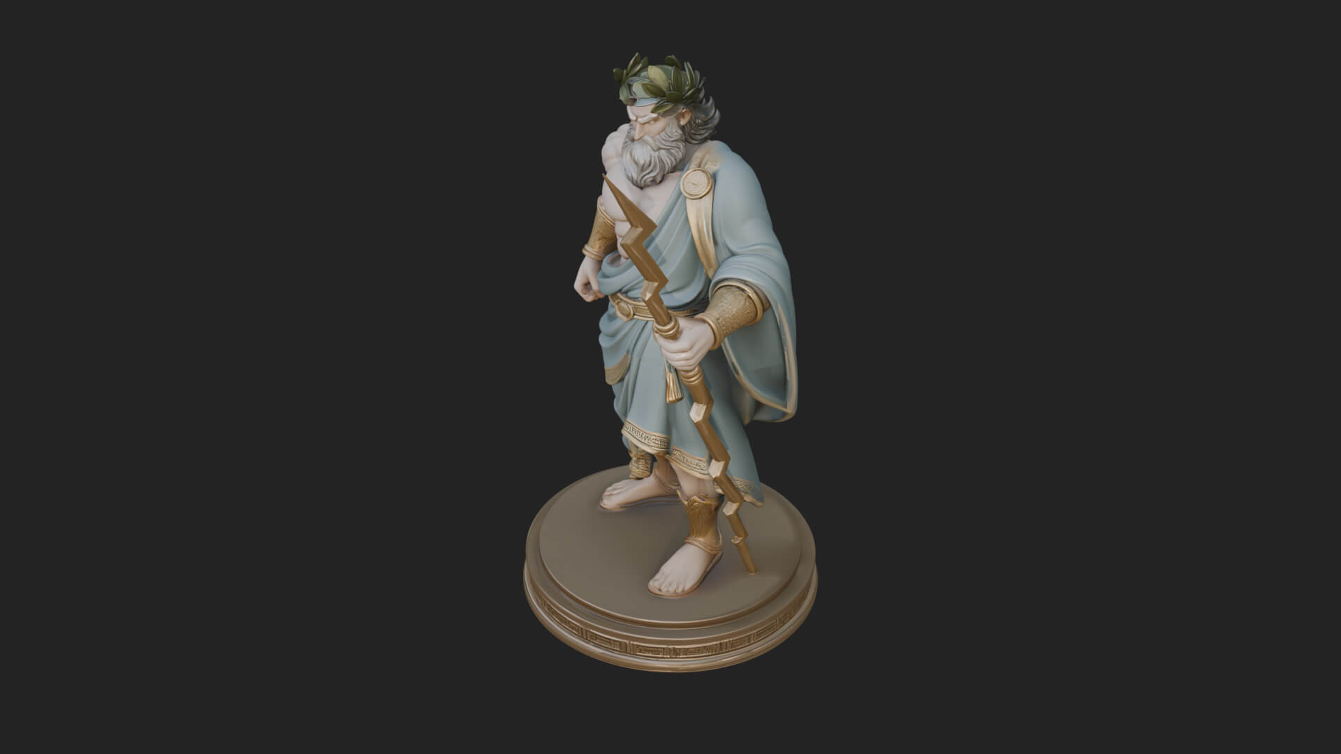 Zeus with Lightning Bolt Statue Design 21 3D Print Model 3D Model