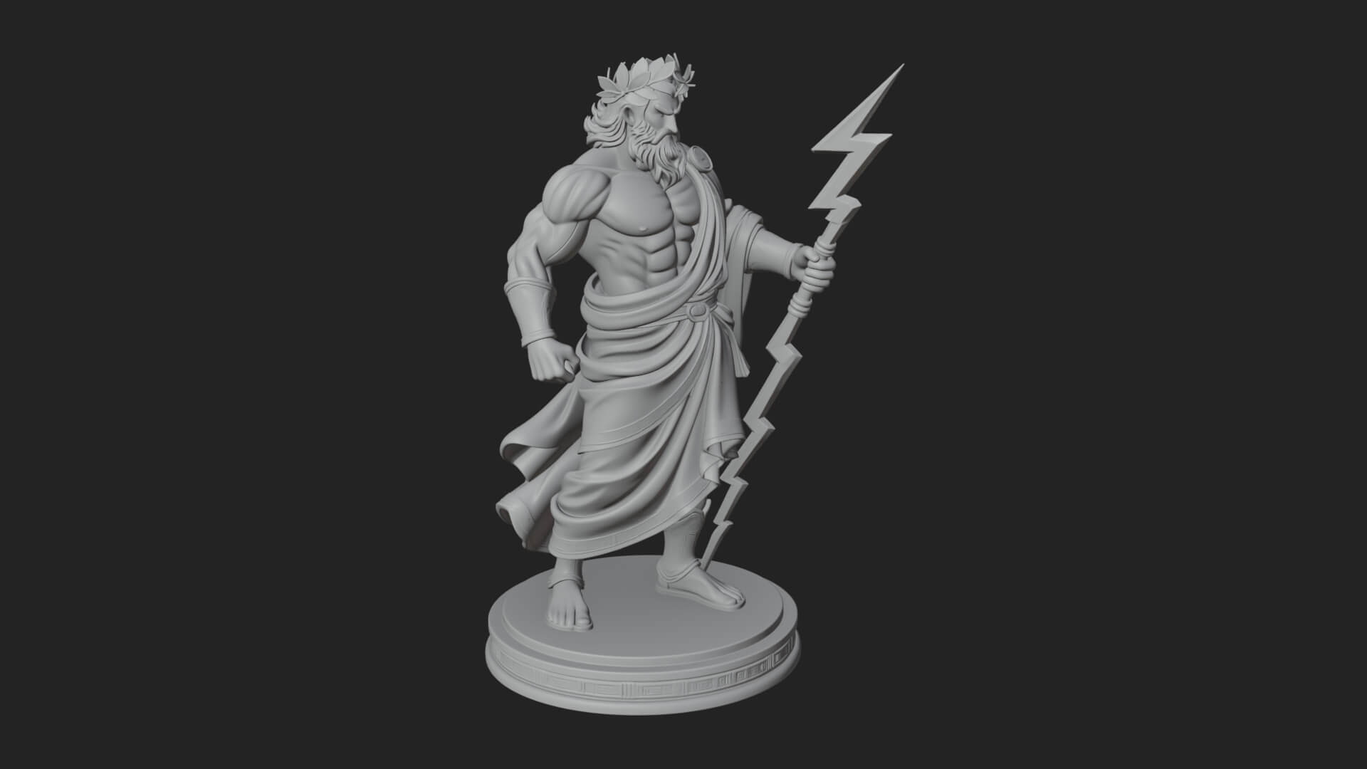 Zeus with Lightning Bolt Statue Design 21 3D Print Model 3D Model