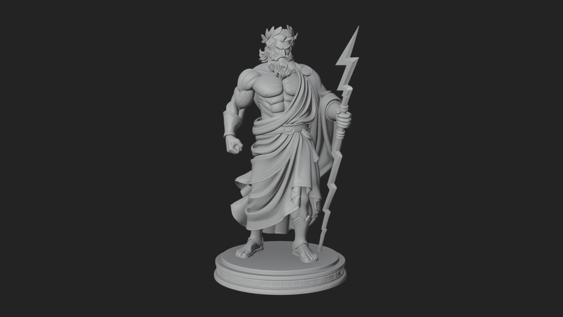 Zeus with Lightning Bolt Statue Design 21 3D Print Model 3D Model