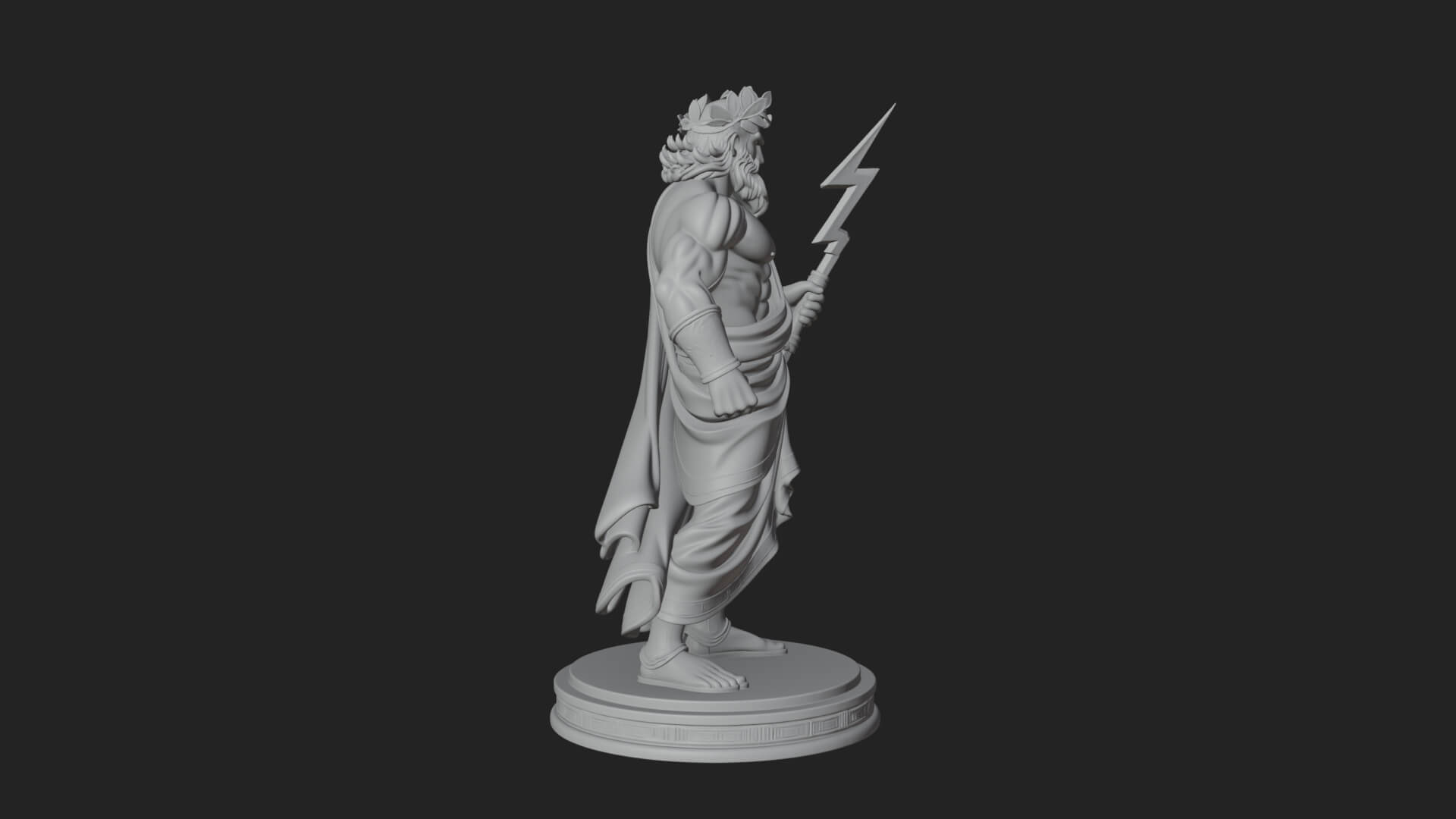 Zeus with Lightning Bolt Statue Design 21 3D Print Model 3D Model