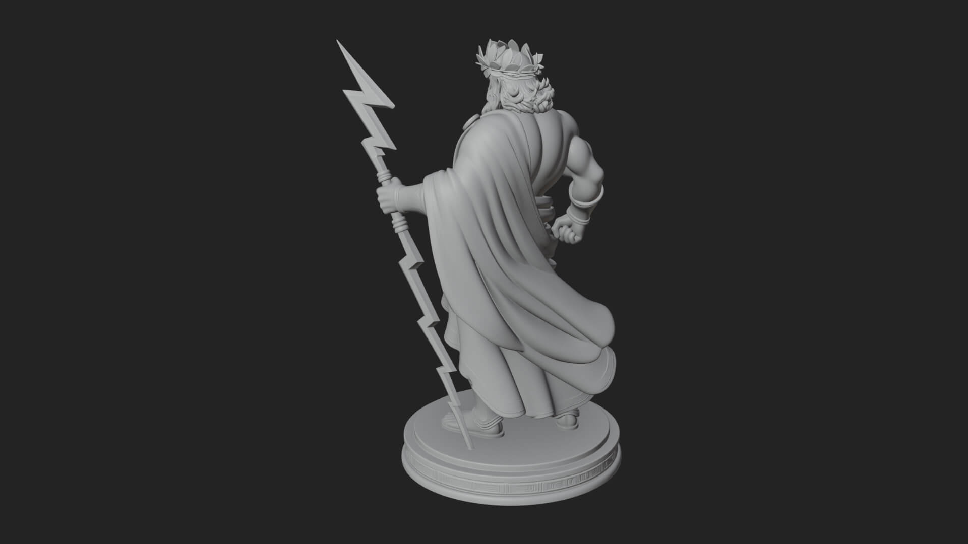 Zeus with Lightning Bolt Statue Design 21 3D Print Model 3D Model