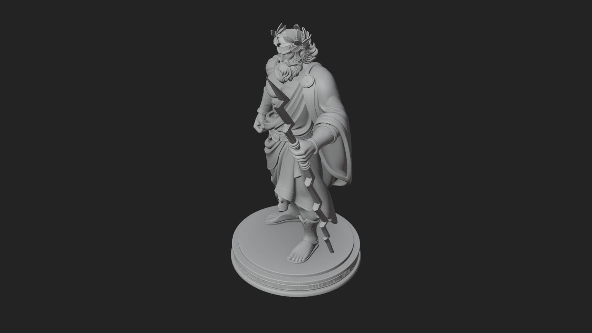 Zeus with Lightning Bolt Statue Design 21 3D Print Model 3D Model