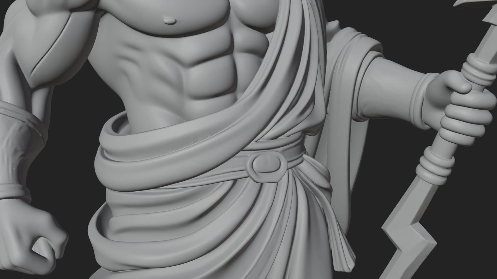 Zeus with Lightning Bolt Statue Design 21 3D Print Model 3D Model