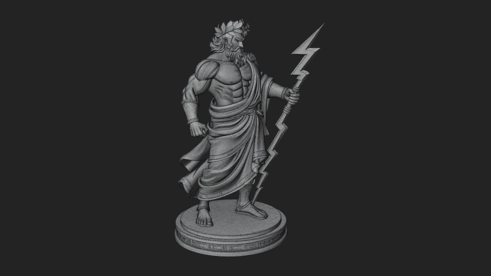 Zeus with Lightning Bolt Statue Design 21 3D Print Model 3D Model