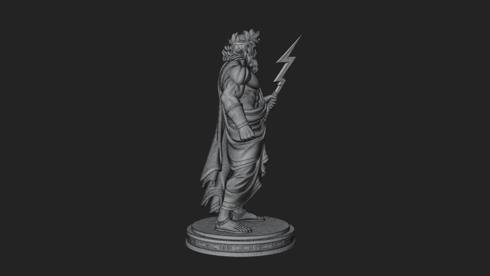 Zeus with Lightning Bolt Statue Design 21 3D Print Model 3D Model