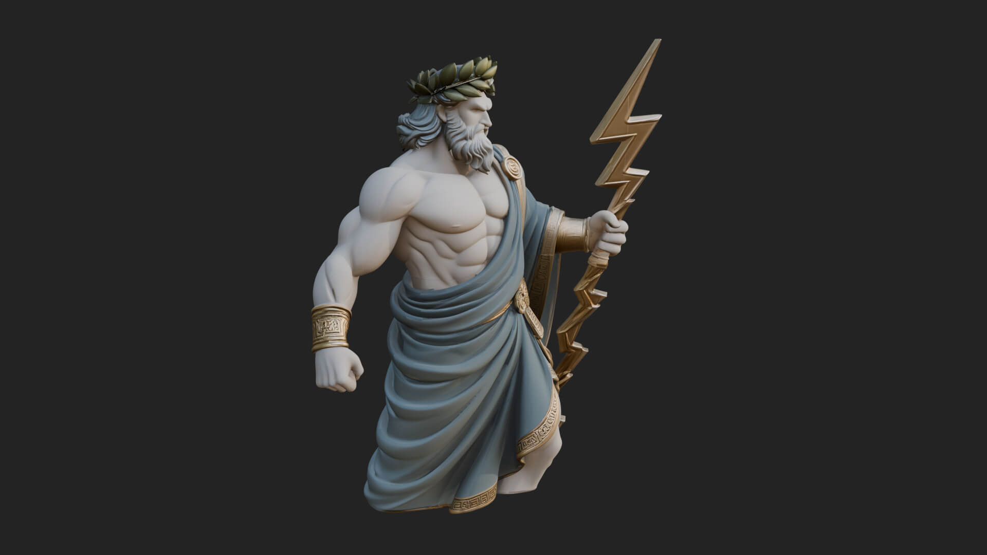 Zeus with Lightning Bolt Statue Design 22 3D Print Model 3D Model