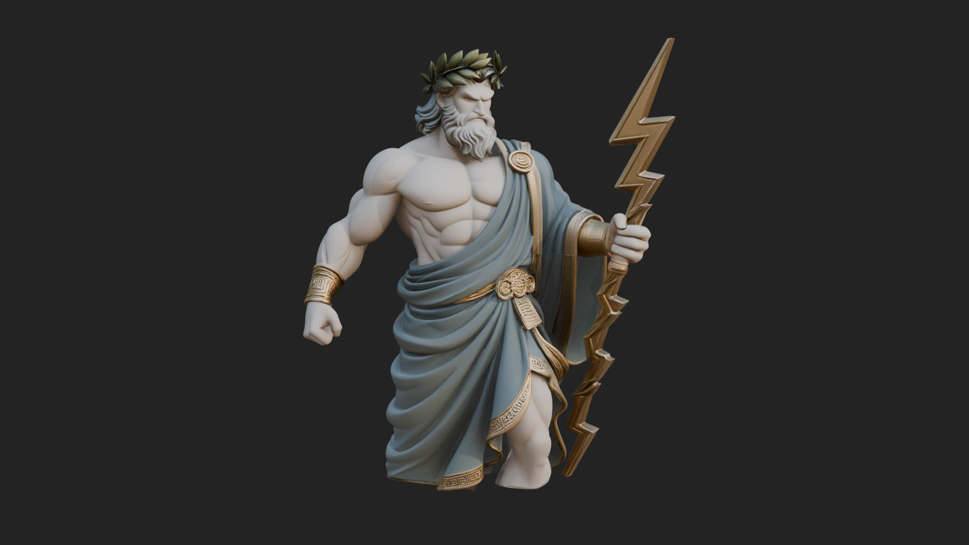 Zeus with Lightning Bolt Statue Design 22 3D Print Model 3D Model