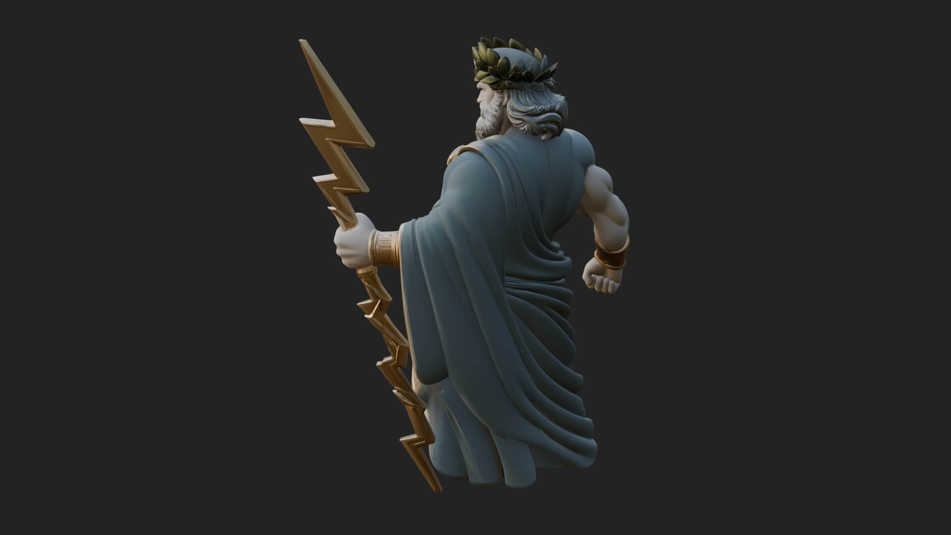 Zeus with Lightning Bolt Statue Design 22 3D Print Model 3D Model