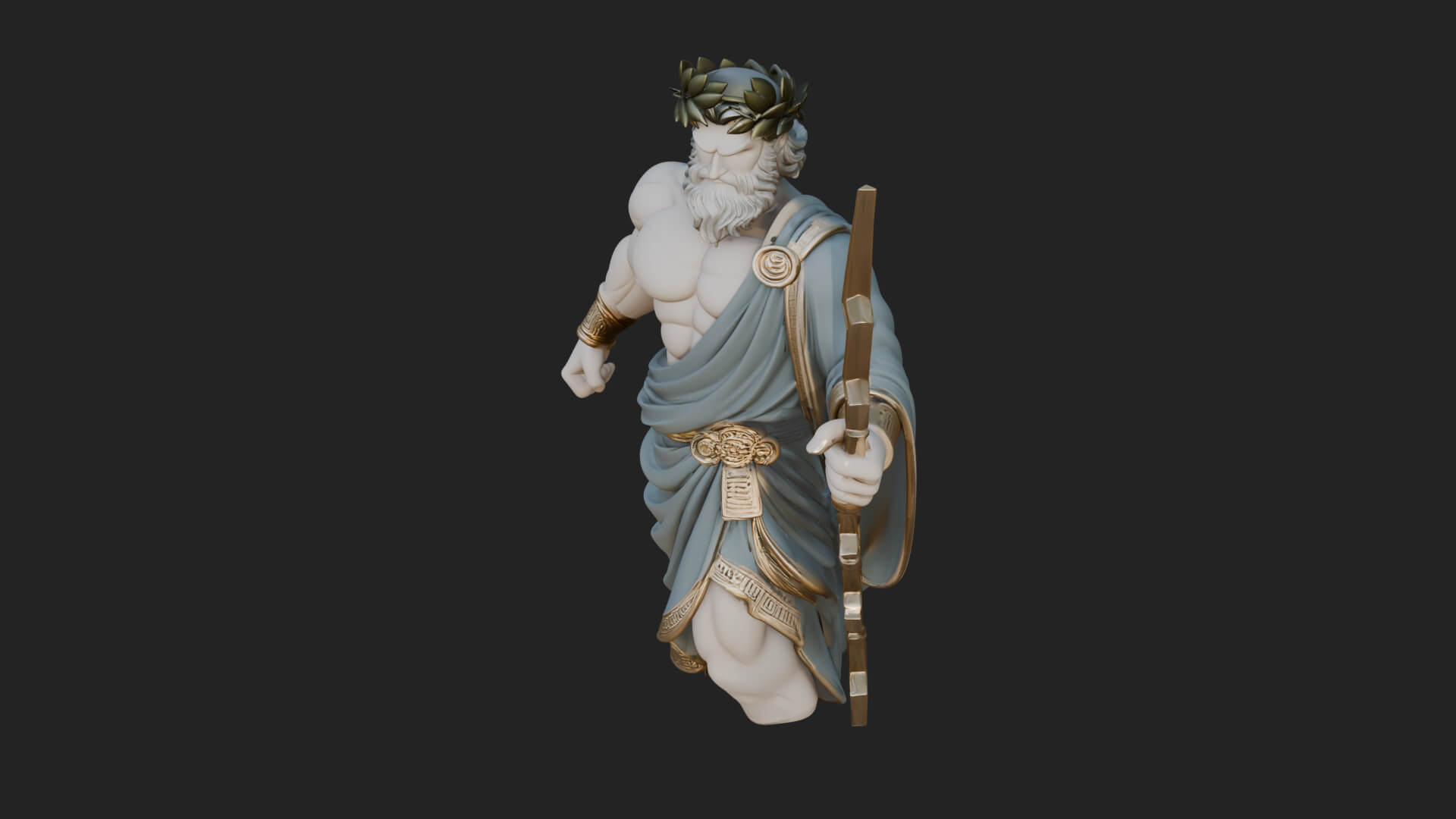 Zeus with Lightning Bolt Statue Design 22 3D Print Model 3D Model