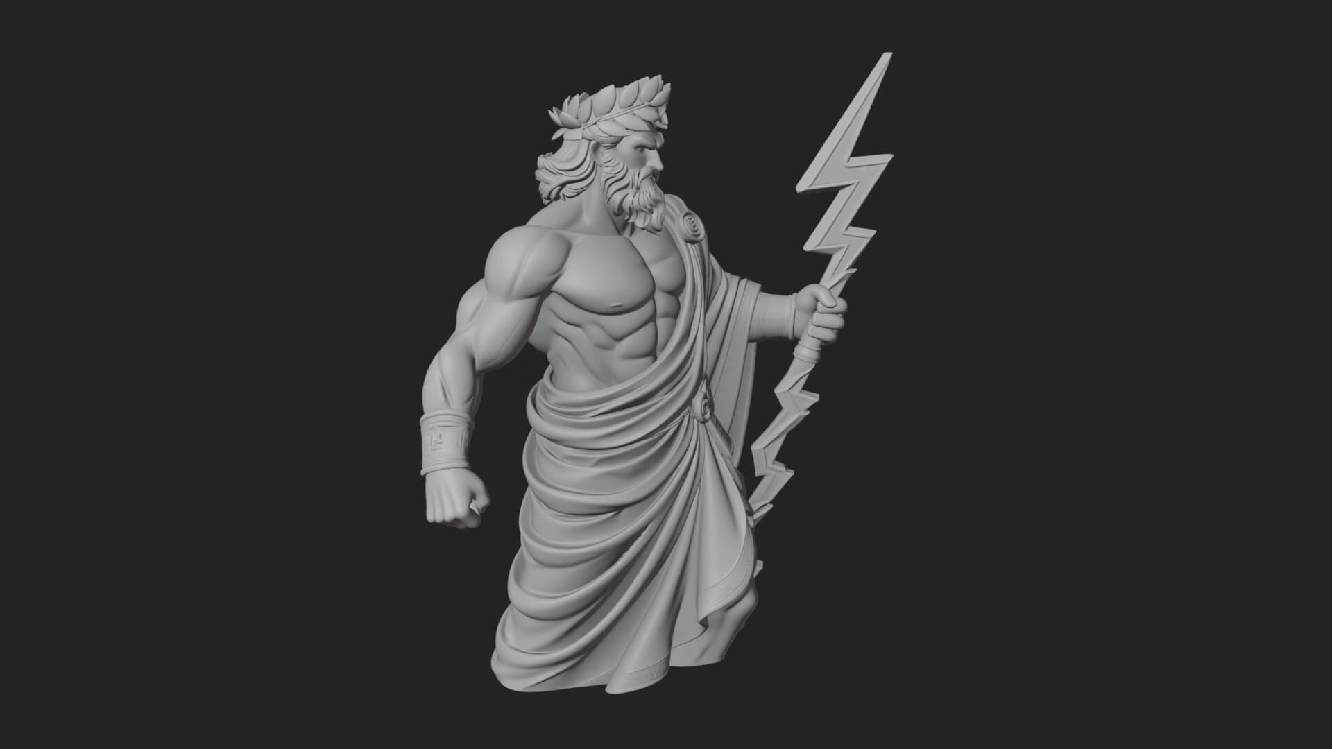 Zeus with Lightning Bolt Statue Design 22 3D Print Model 3D Model