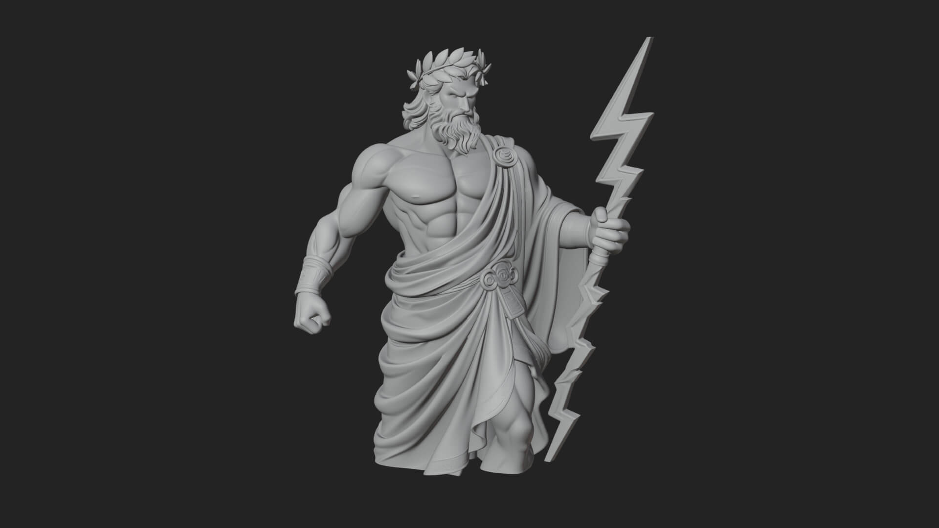 Zeus with Lightning Bolt Statue Design 22 3D Print Model 3D Model