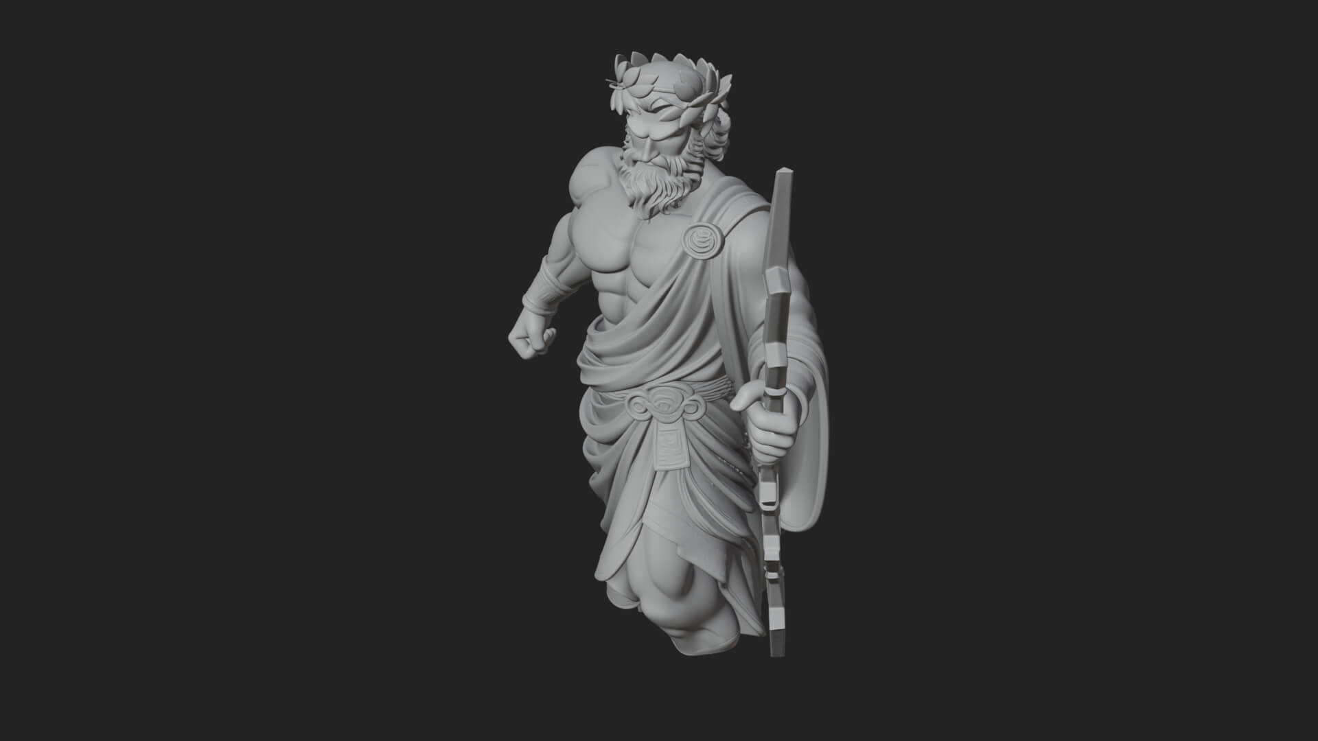 Zeus with Lightning Bolt Statue Design 22 3D Print Model 3D Model