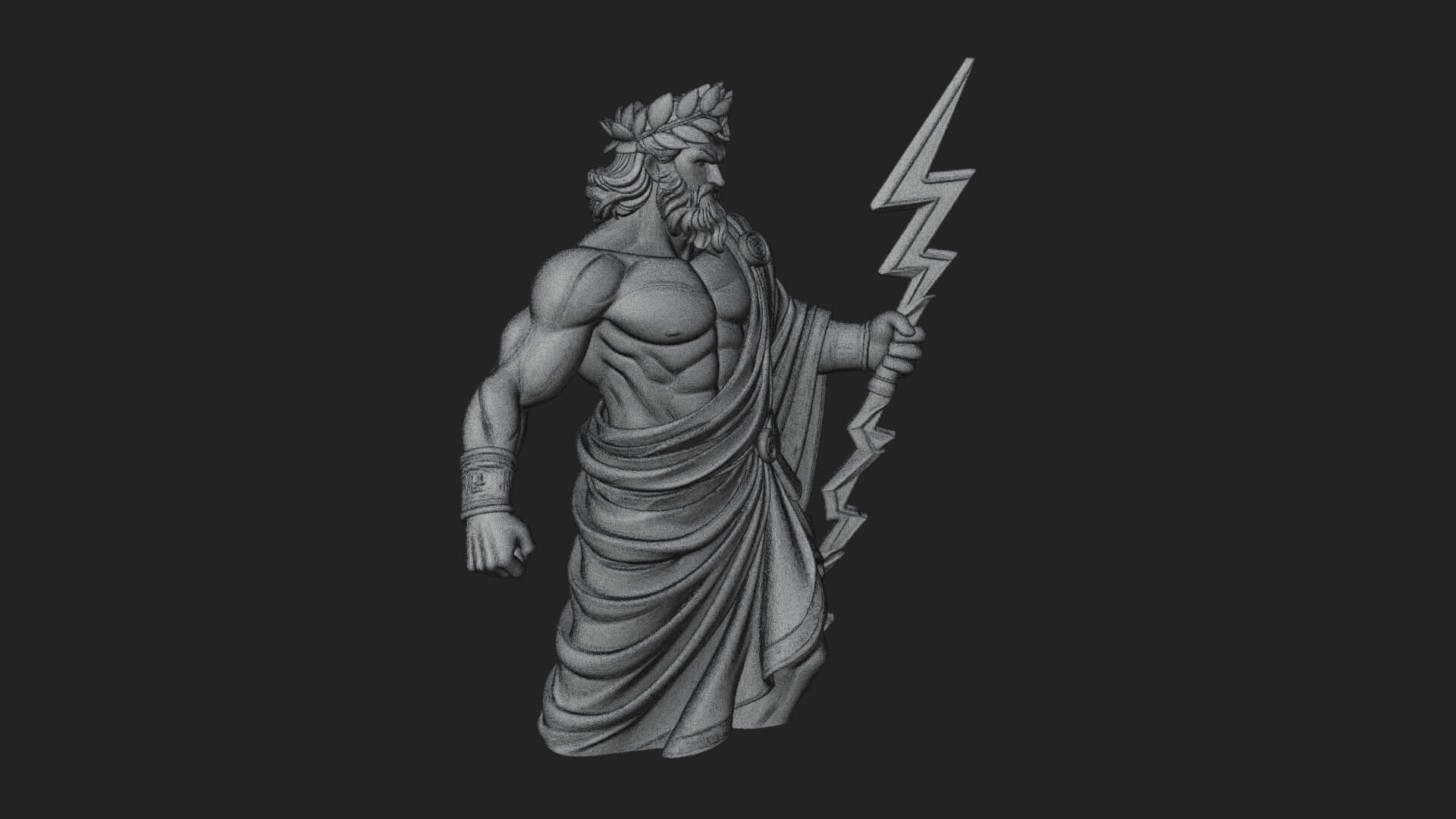 Zeus with Lightning Bolt Statue Design 22 3D Print Model 3D Model