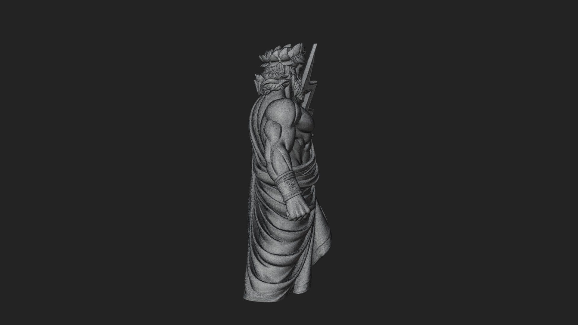 Zeus with Lightning Bolt Statue Design 22 3D Print Model 3D Model