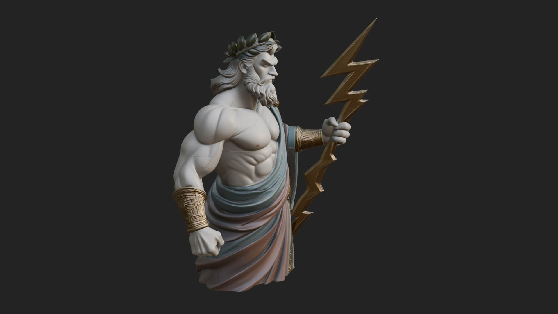 Zeus with Lightning Bolt Statue Design 23 3D Print Model 3D Model