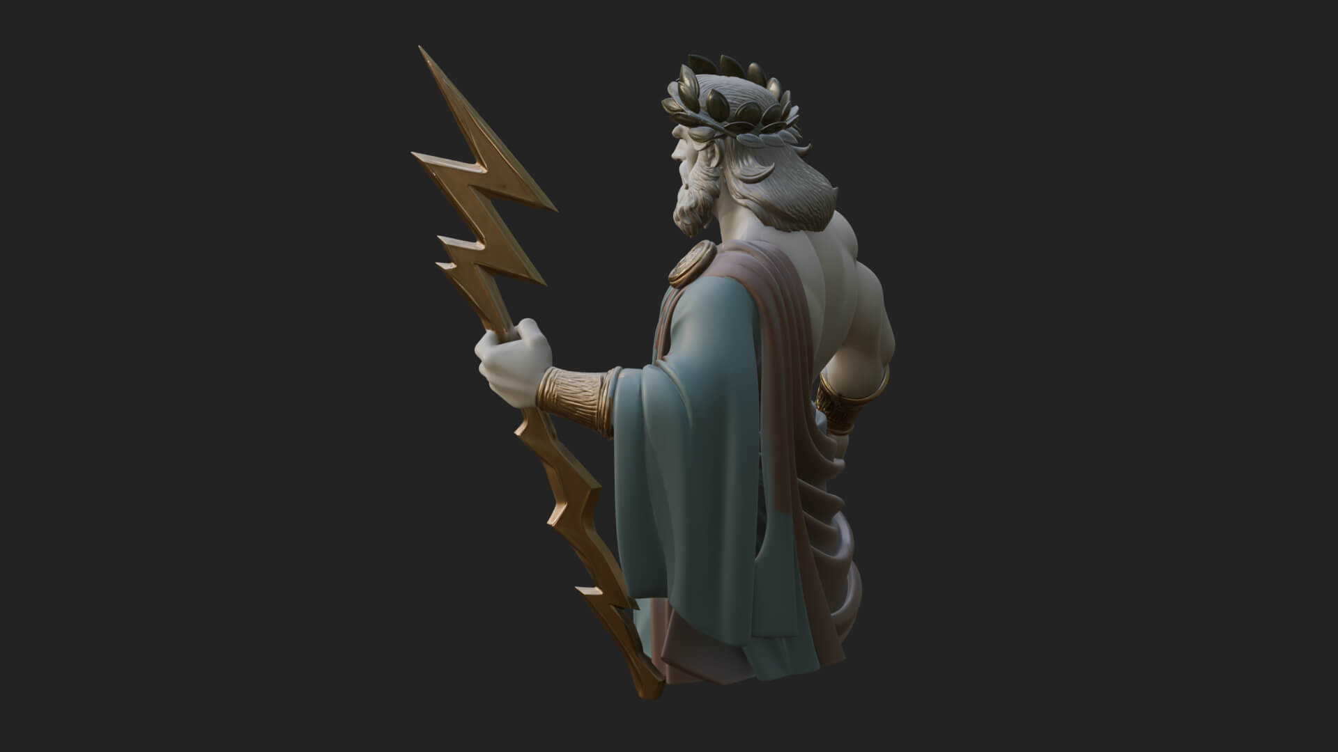 Zeus with Lightning Bolt Statue Design 23 3D Print Model 3D Model