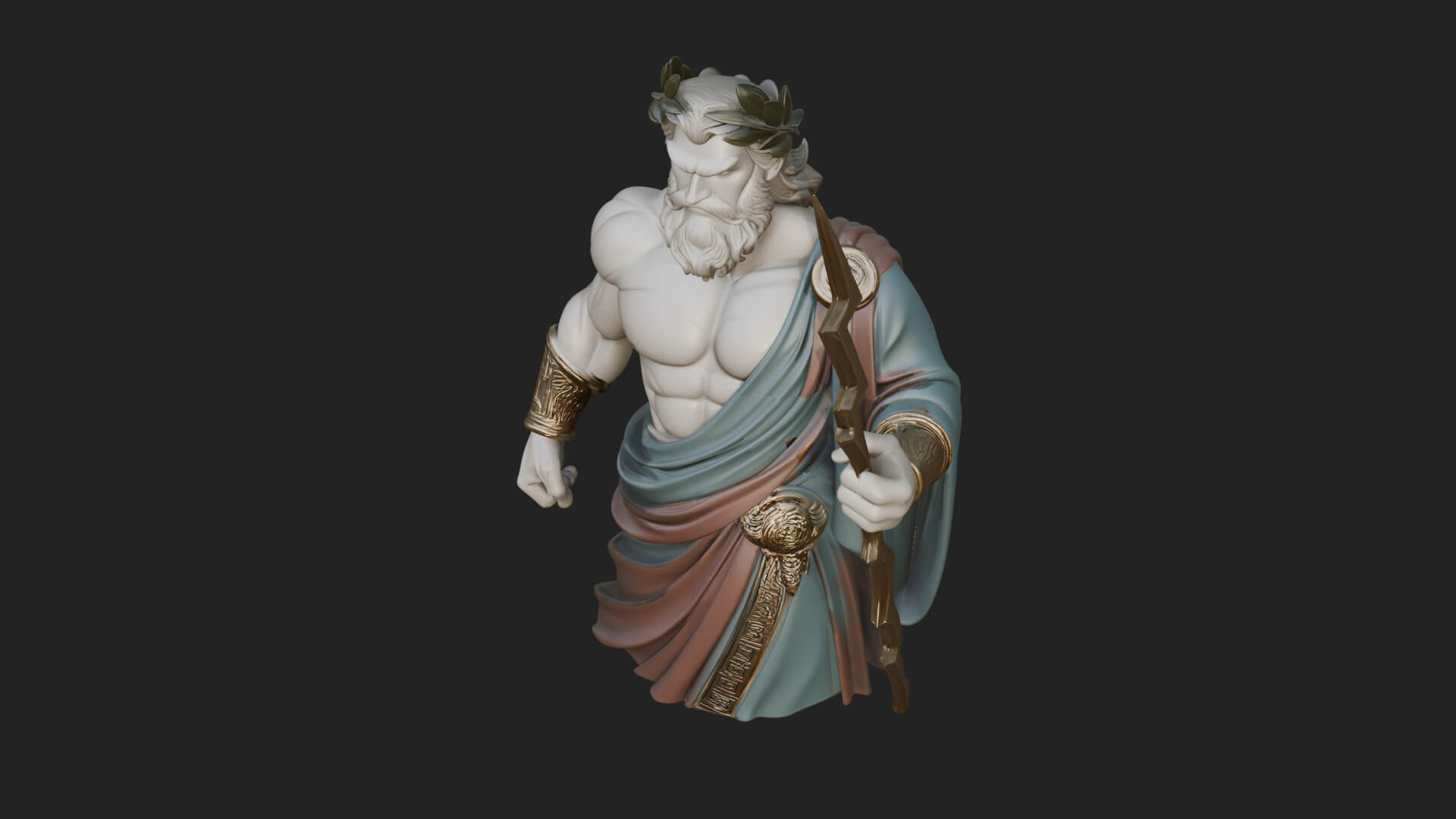 Zeus with Lightning Bolt Statue Design 23 3D Print Model 3D Model