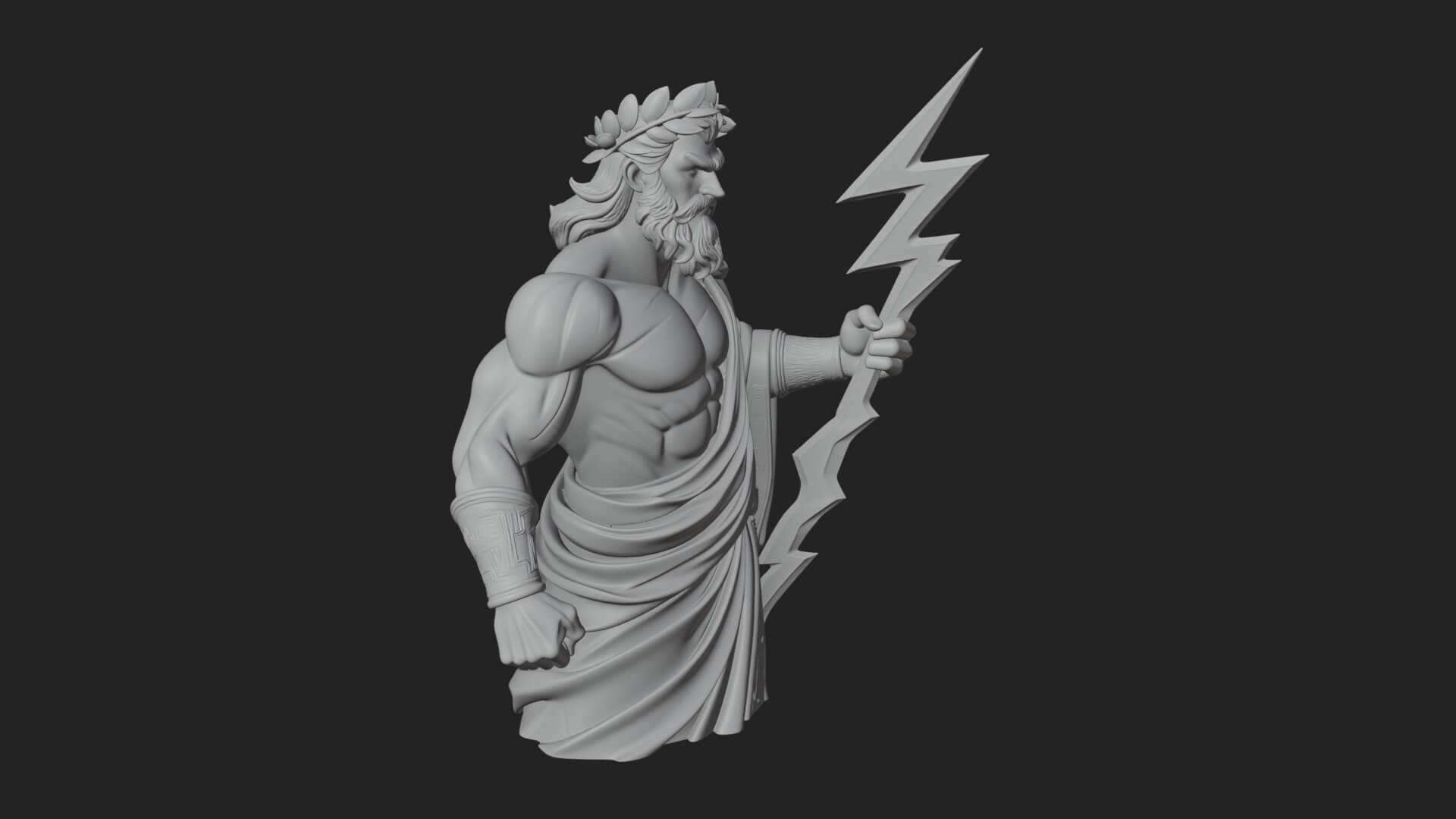 Zeus with Lightning Bolt Statue Design 23 3D Print Model 3D Model