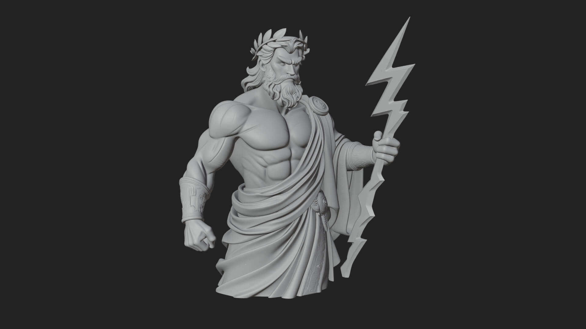 Zeus with Lightning Bolt Statue Design 23 3D Print Model 3D Model