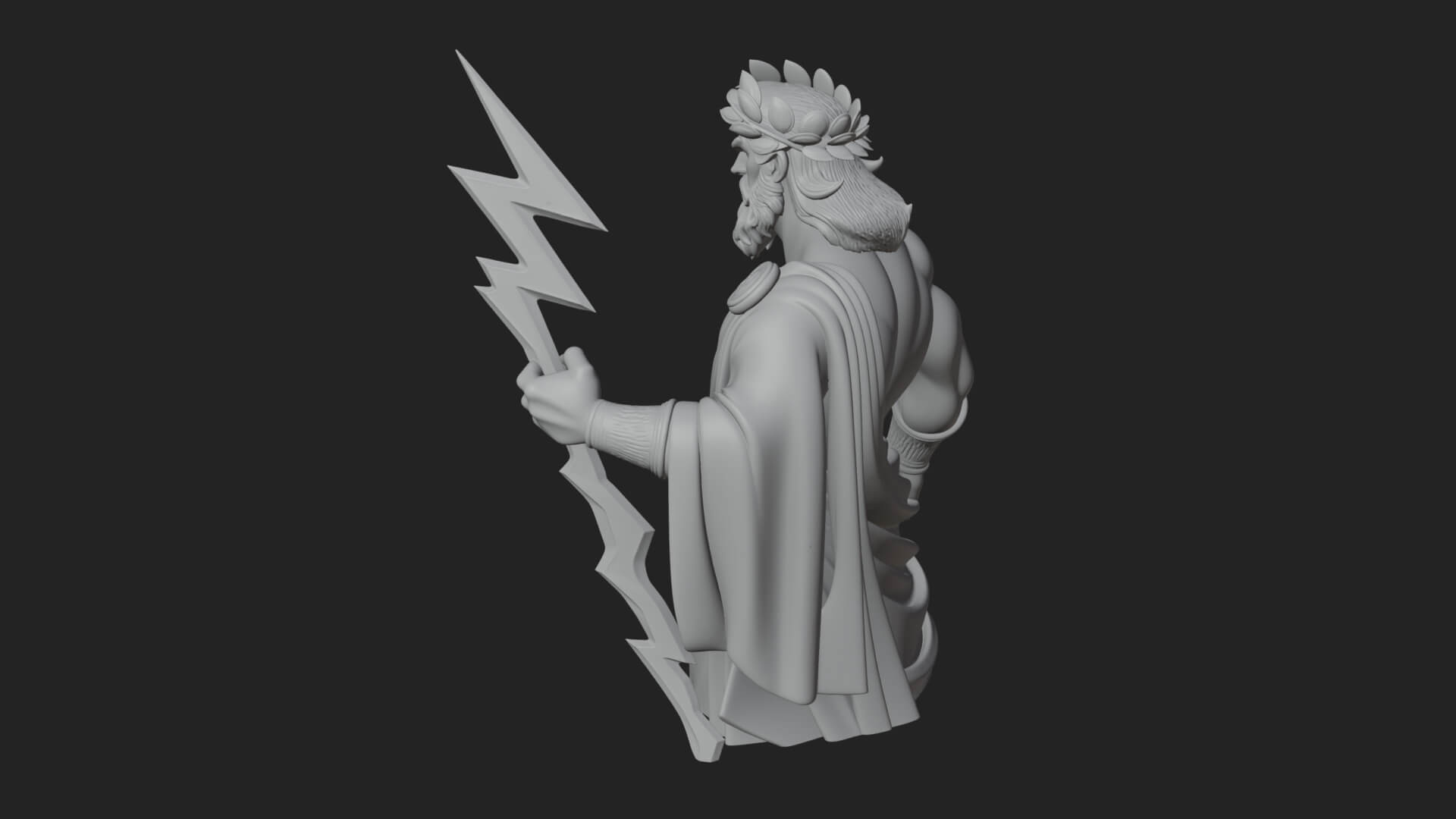 Zeus with Lightning Bolt Statue Design 23 3D Print Model 3D Model