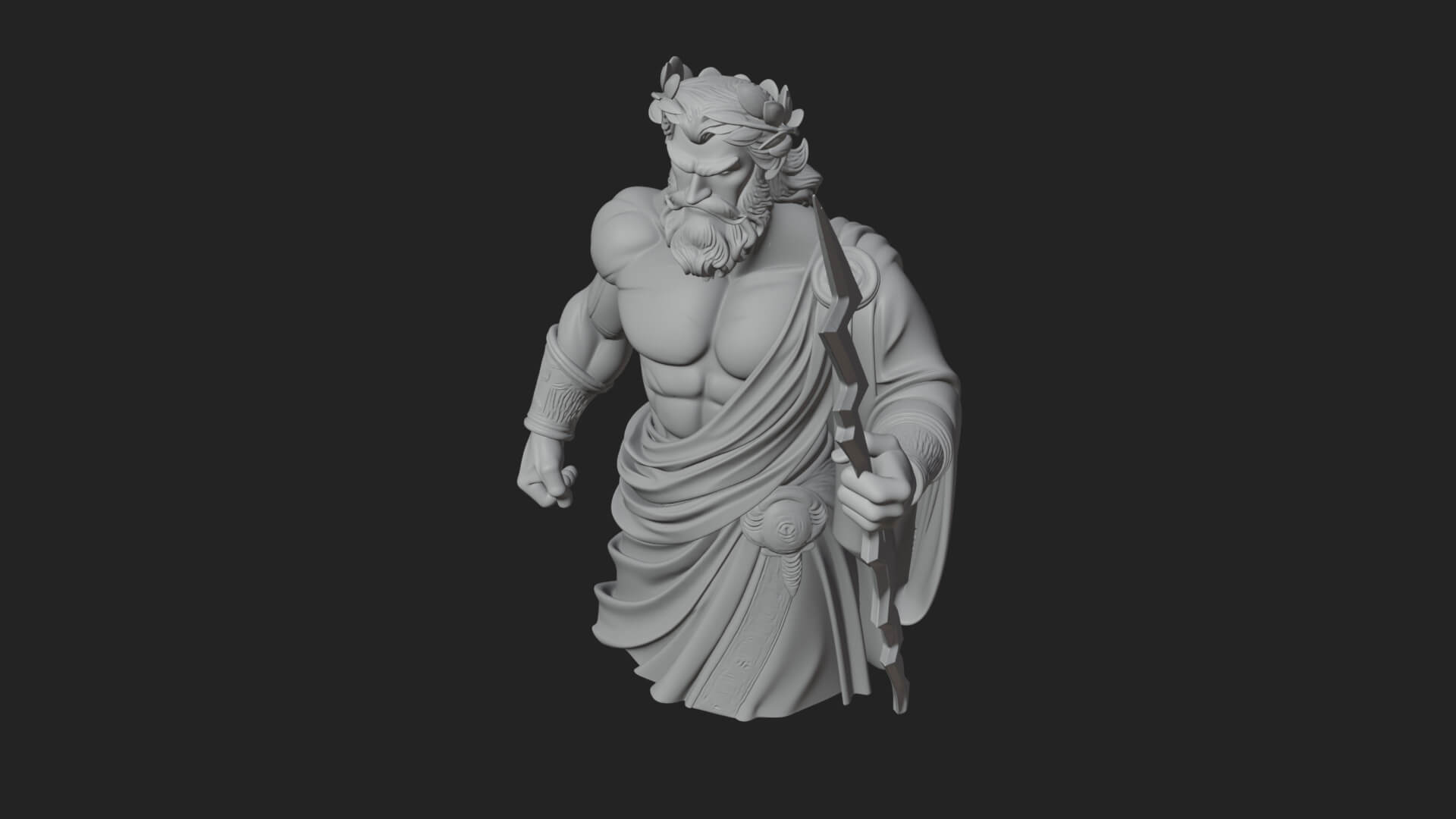 Zeus with Lightning Bolt Statue Design 23 3D Print Model 3D Model
