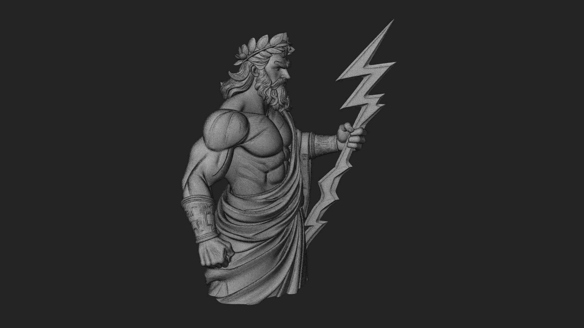 Zeus with Lightning Bolt Statue Design 23 3D Print Model 3D Model