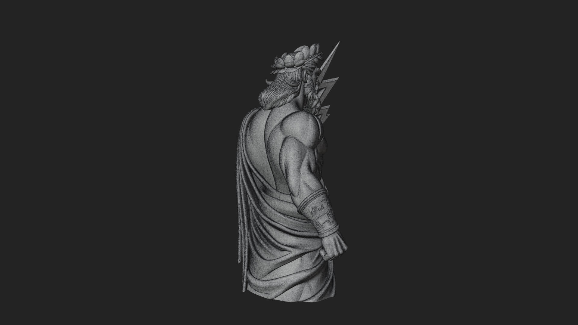 Zeus with Lightning Bolt Statue Design 23 3D Print Model 3D Model