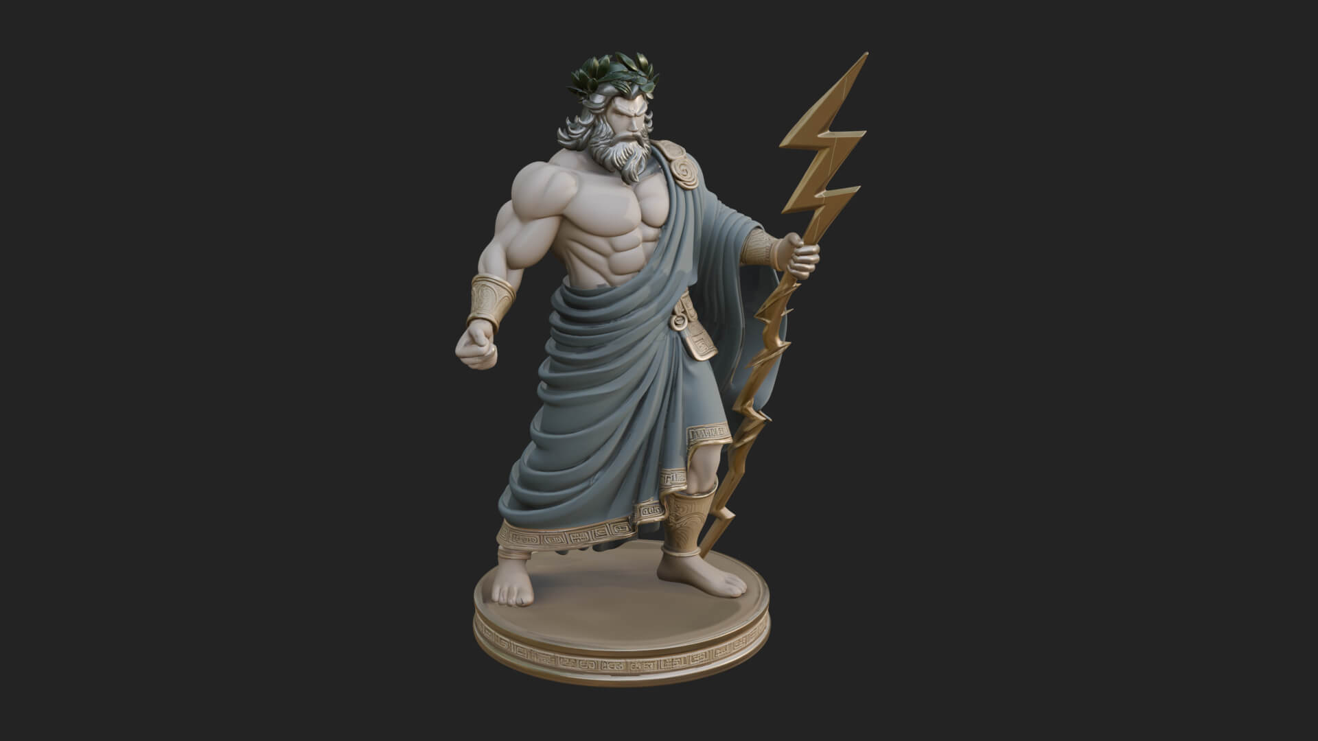 Zeus with Lightning Bolt Statue Design 24 3D Print Model 3D Model