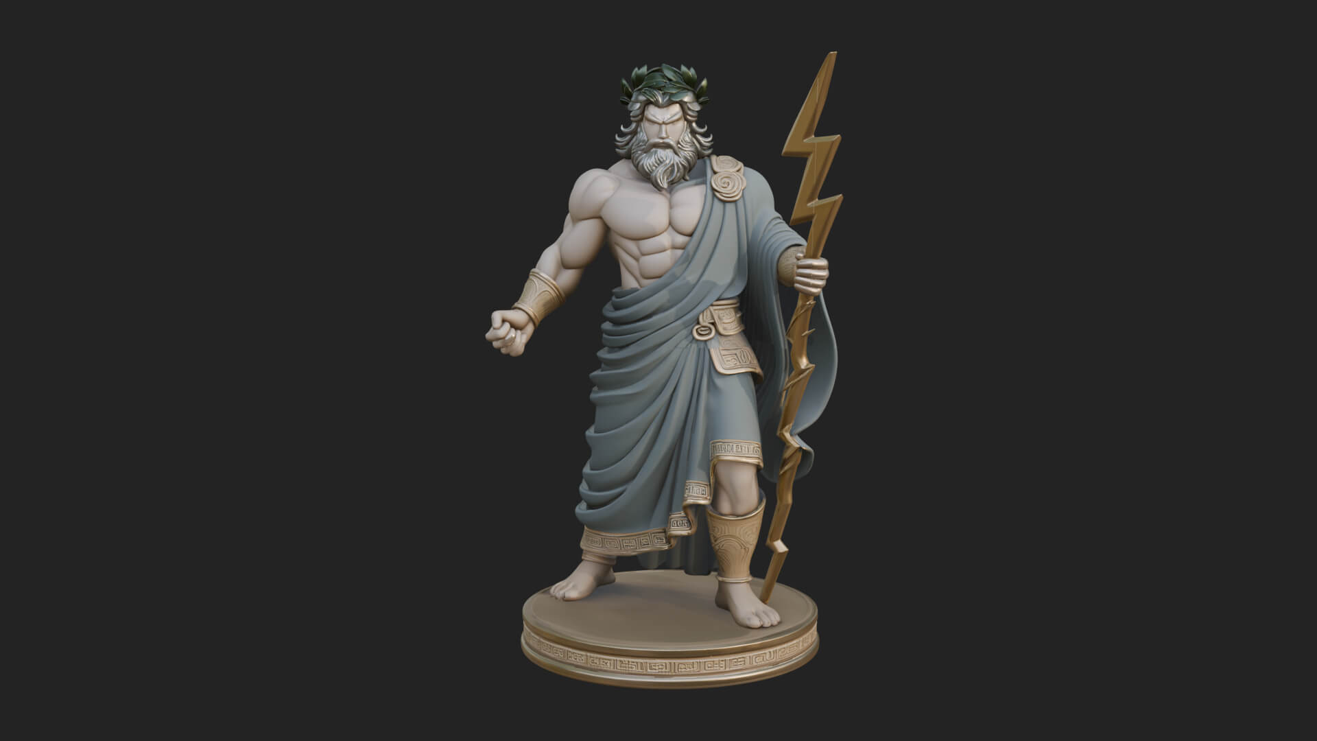 Zeus with Lightning Bolt Statue Design 24 3D Print Model 3D Model